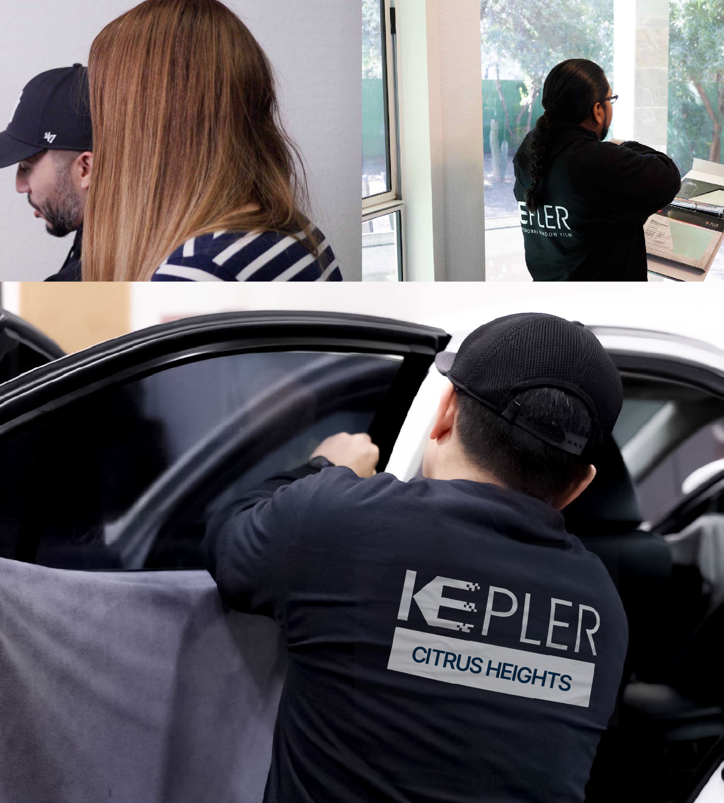 Automotive Window Tinting Expert Applying Film in Citrus Heights, California