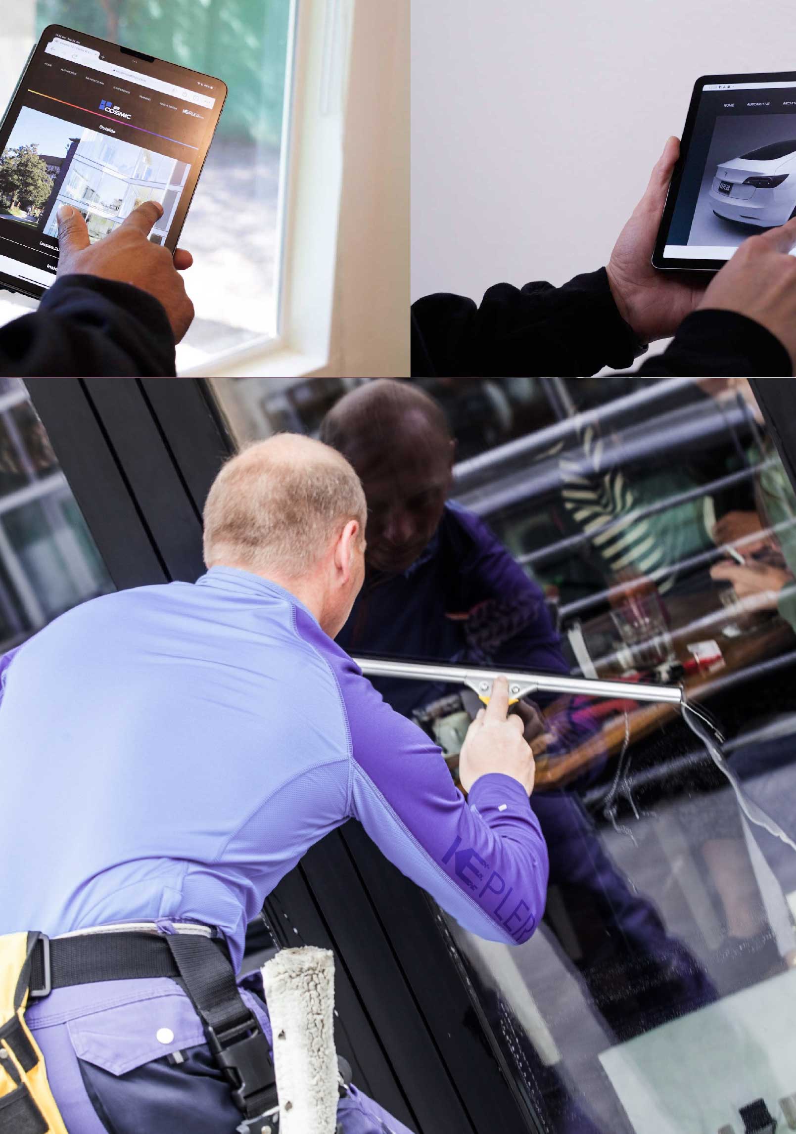 Kepler Skilled Applying Anti-Graffiti Window Film to a Rio Rico Shop Front