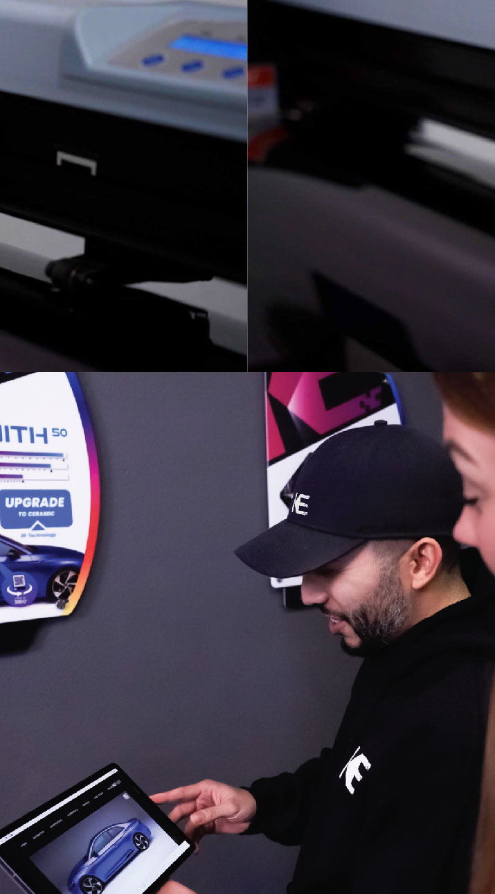 Kepler Dealer Showing Car Window Film Options to Customer in Rancho Santa Margarita, California
