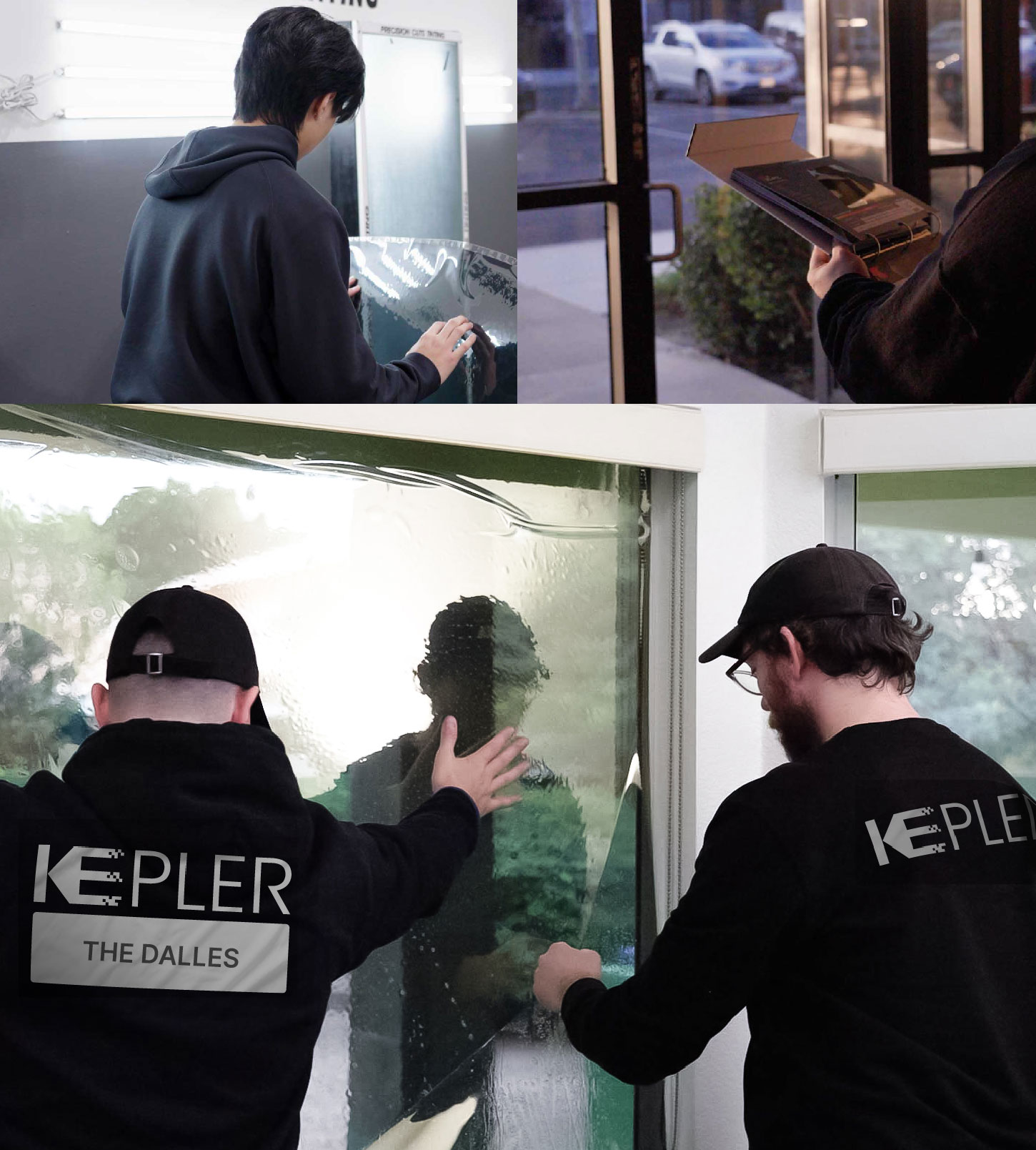 Expert Technician Installing High-tech Window Tint to Home in The Dalles