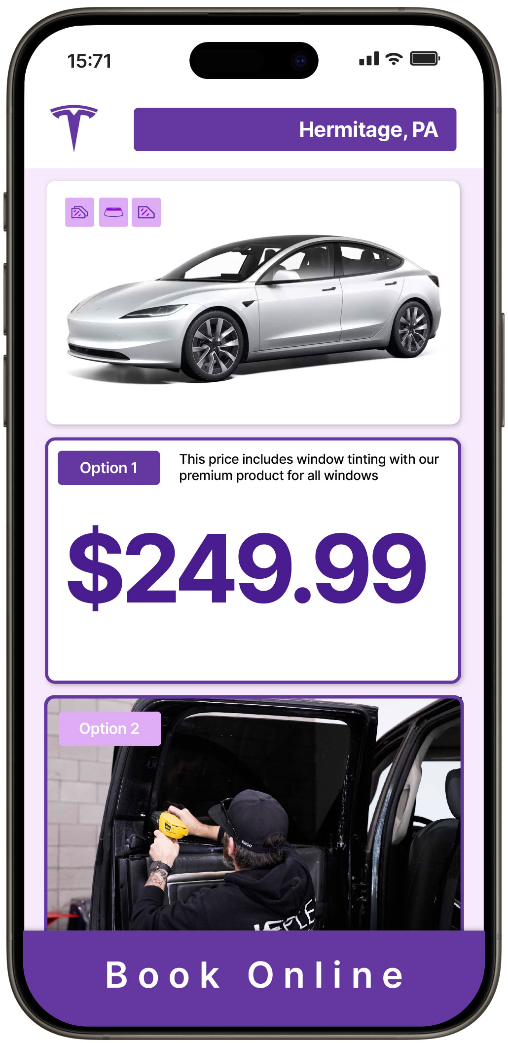 View Affordable Tesla Window Tinting Rates in Hermitage, Pennsylvania