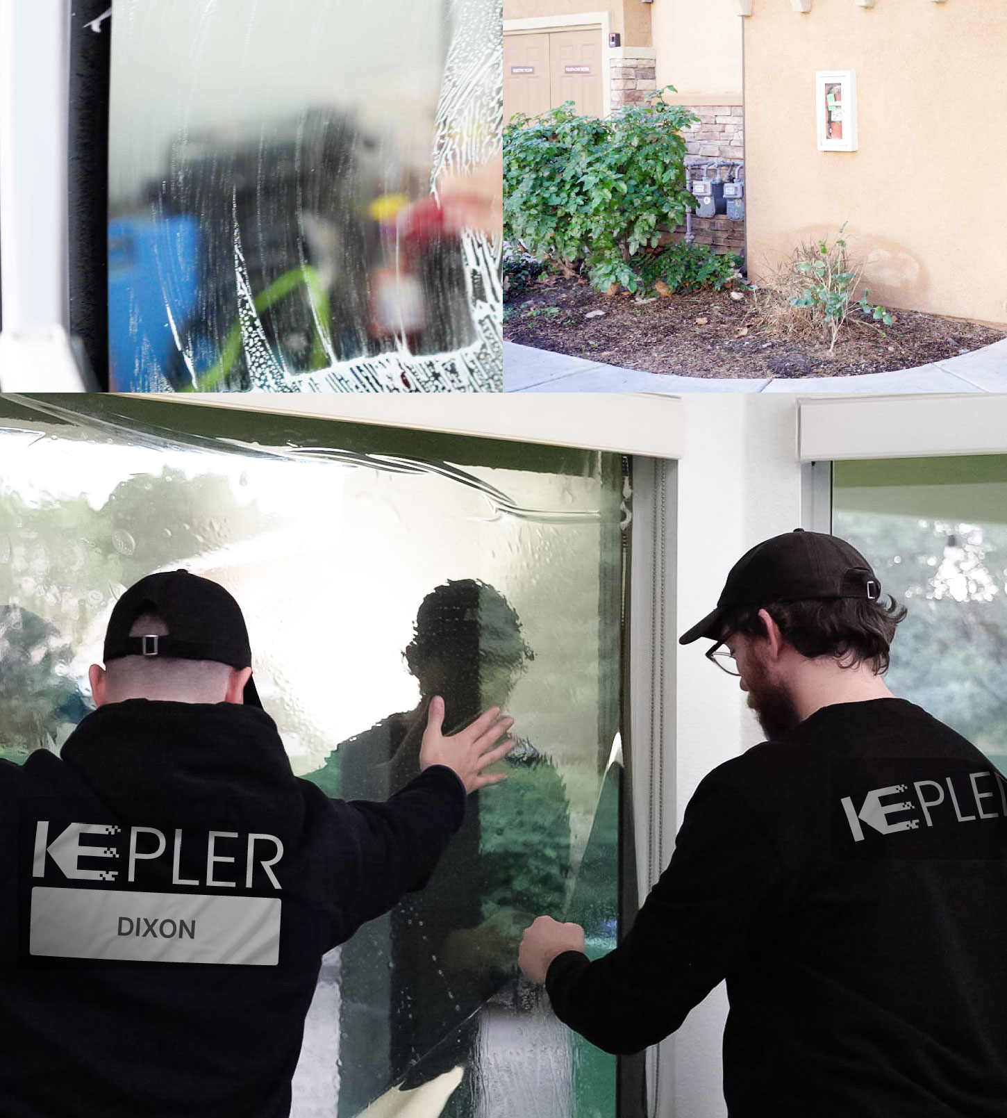 Expert Technician Fitting Advanced Window Tint to Home in Dixon