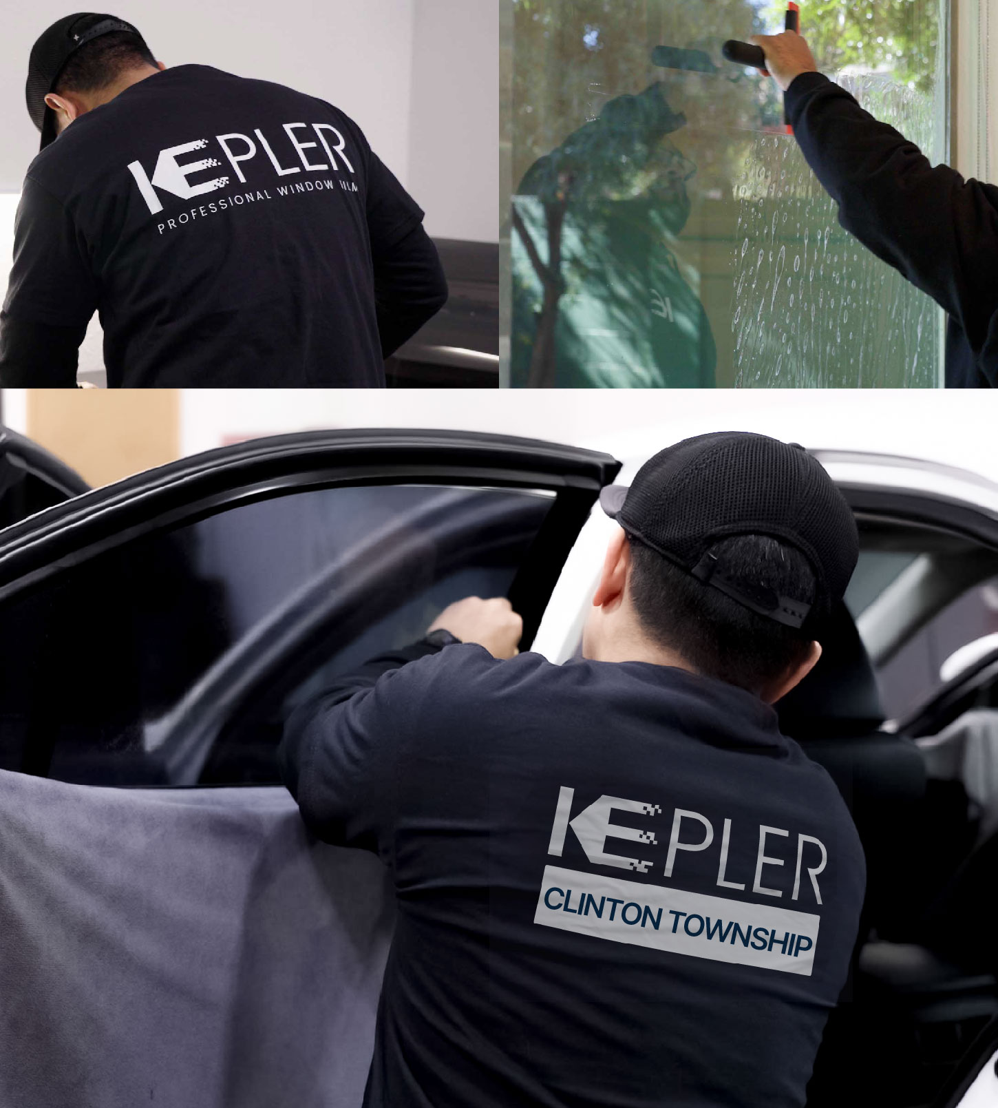 Automotive Window Tinting Expert Applying Film in Clinton Township, Michigan
