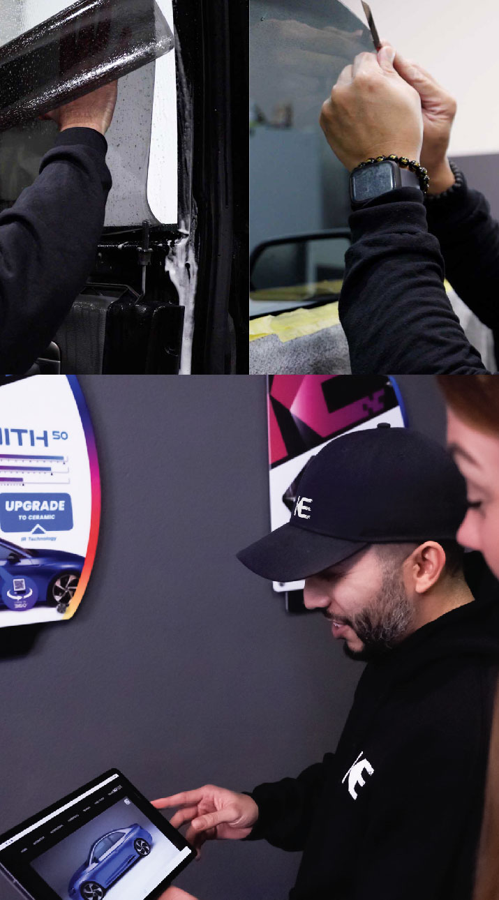 Kepler Dealer Showing Car Window Film Options to Customer in Westfield, New Jersey
