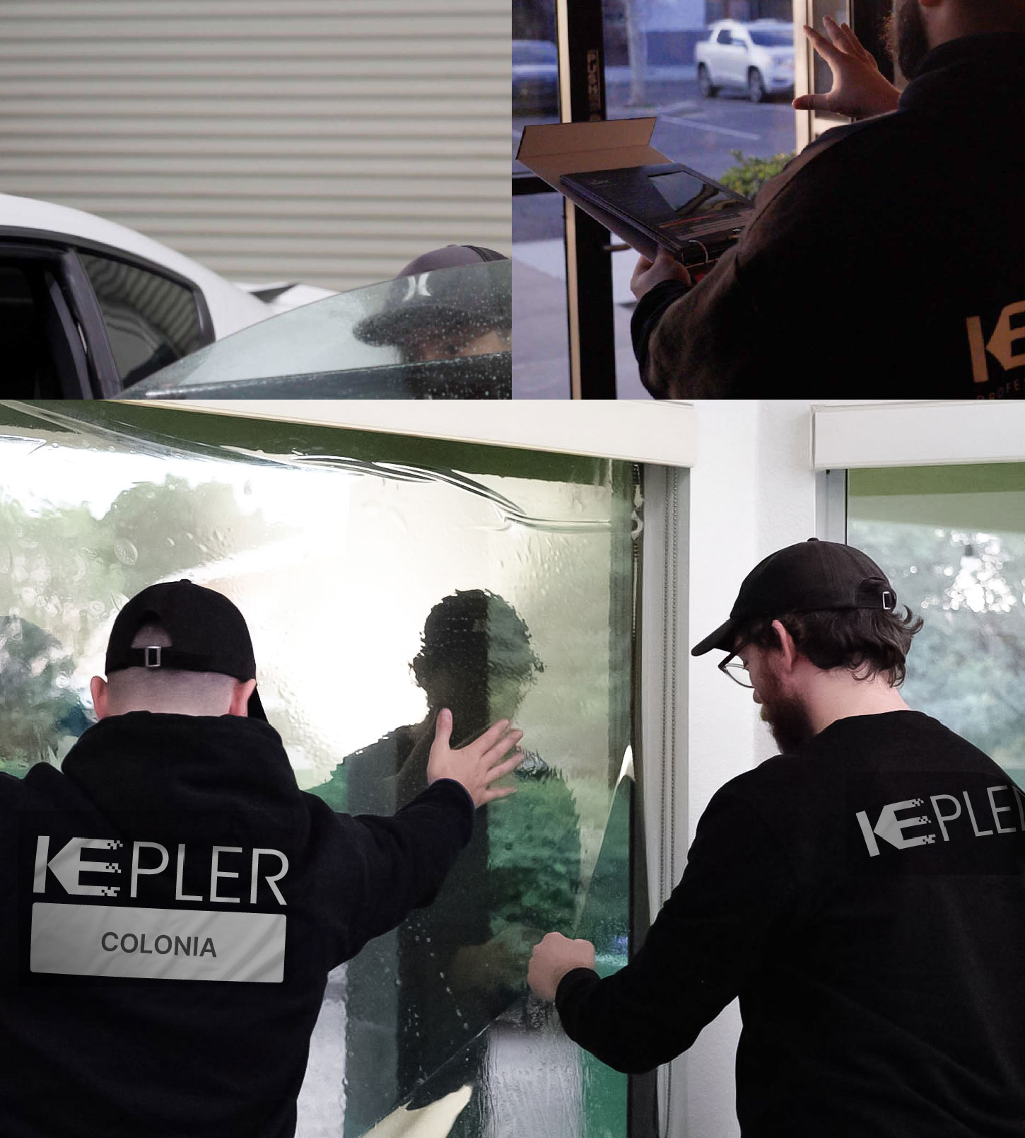 Expert Technician Applying Advanced Window Tint to Home in Colonia