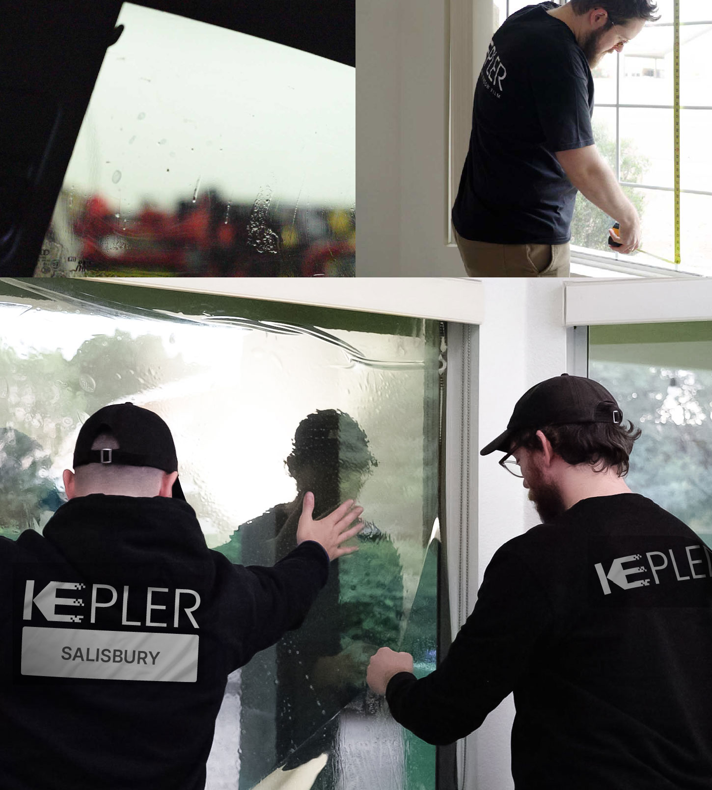Kepler Technician Applying Advanced Window Tint to Home in Salisbury