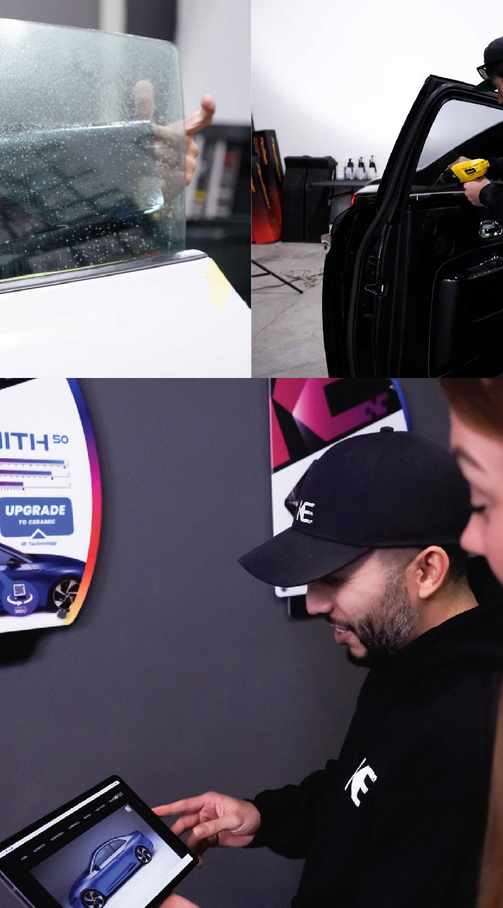 Kepler Dealer Showing Car Window Film Options to Customer in El Segundo, California