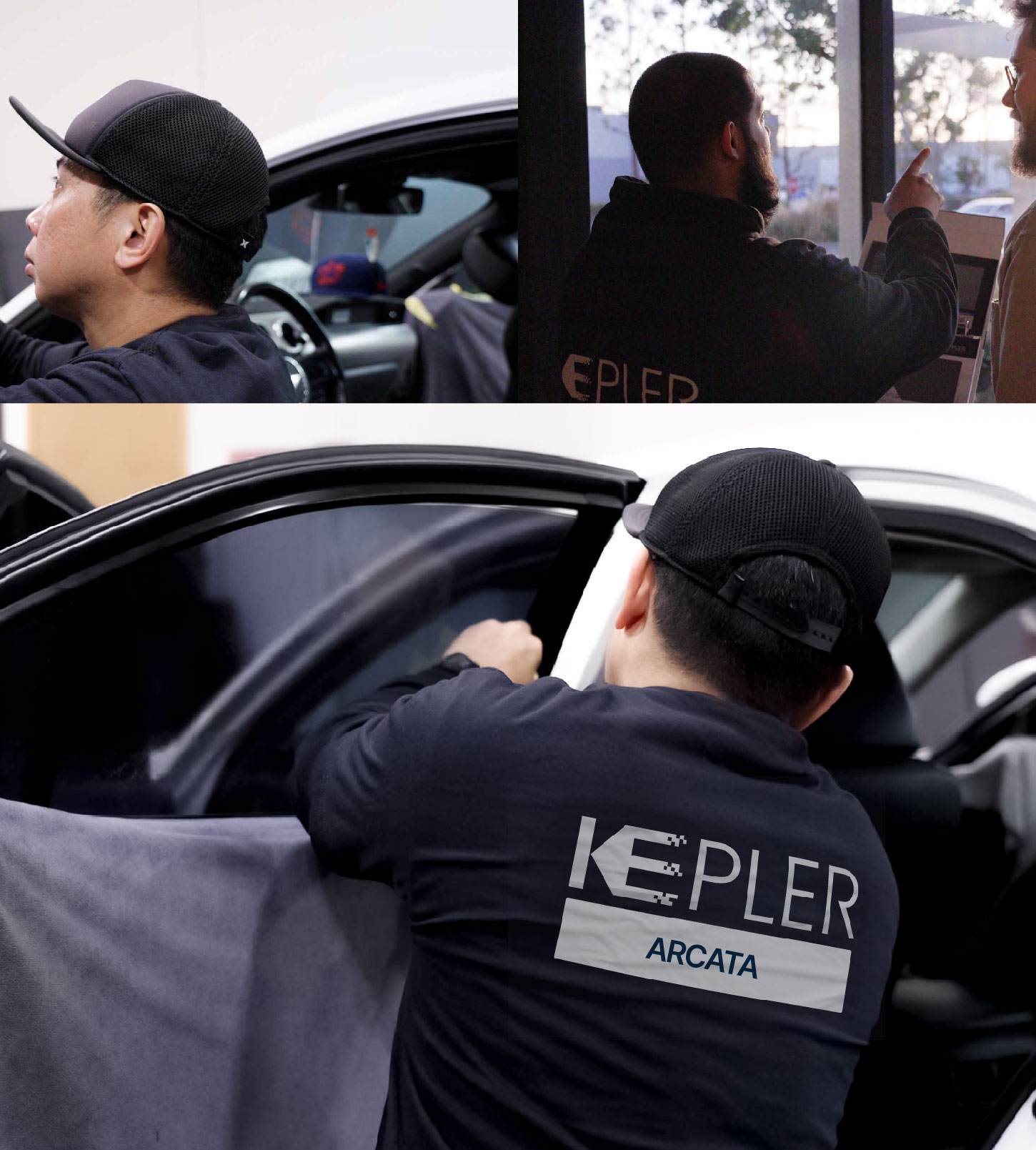 Automotive Window Tinting Expert Applying Film in Arcata, California
