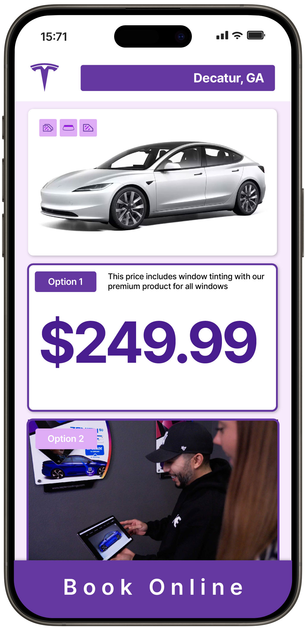 View Reasonable Tesla Window Tinting Prices in Decatur, Georgia