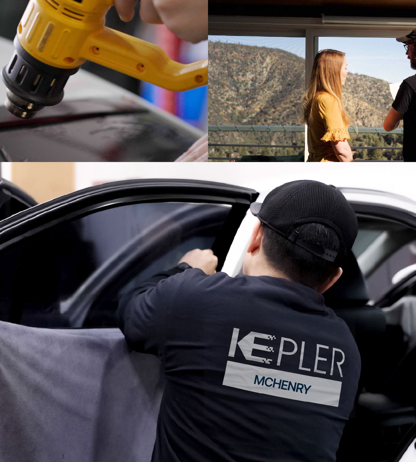 Automotive Window Tinting Expert Applying Film in McHenry, Illinois