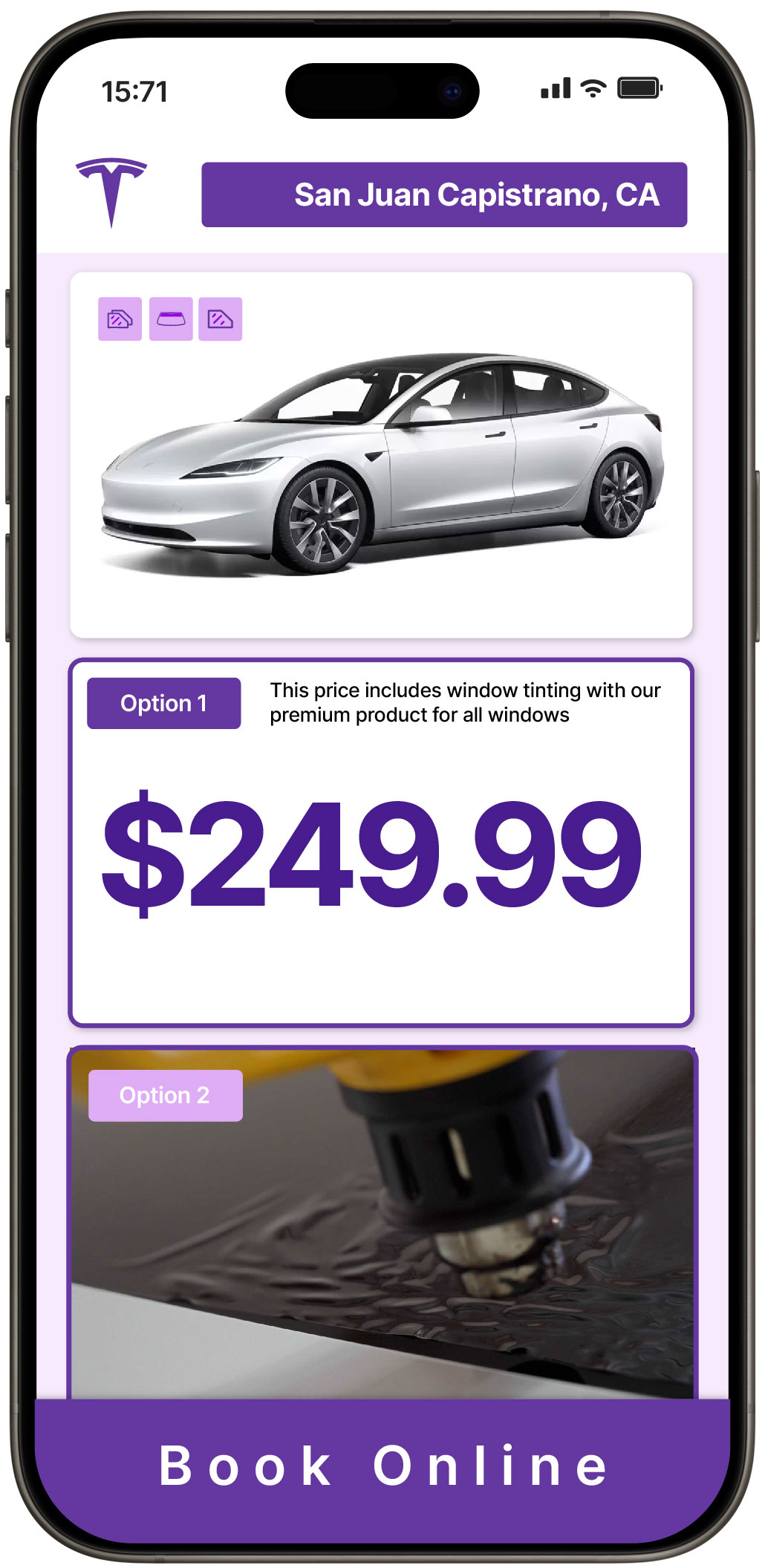 View Affordable Tesla Window Tinting Rates in San Juan Capistrano, California