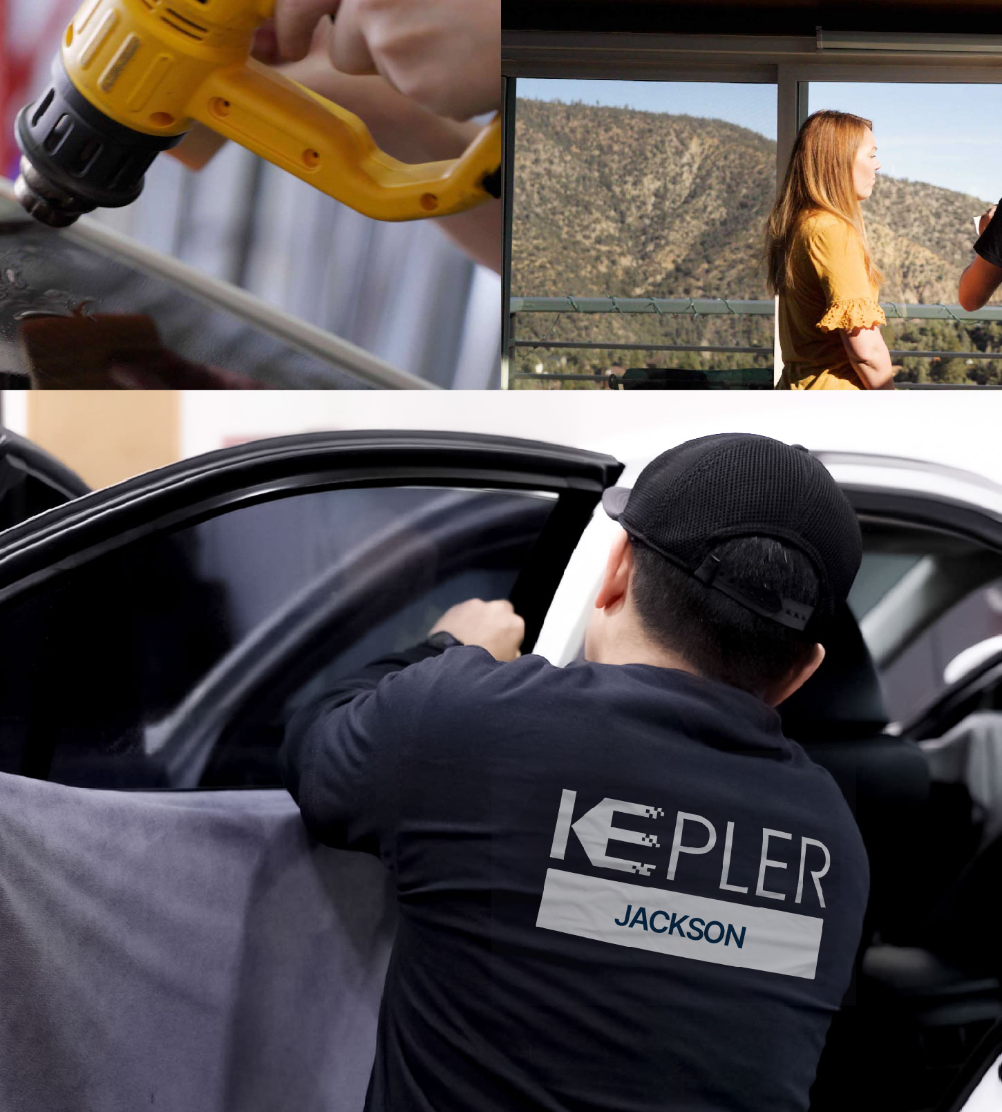 Automotive Window Tinting Expert Applying Film in Jackson, New Jersey