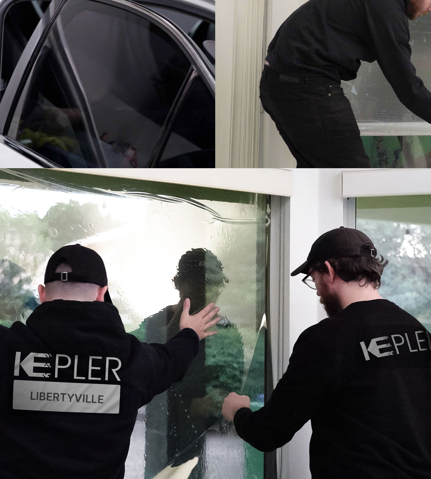 Expert Technician Fitting Ceramic Window Tint to Home in Libertyville
