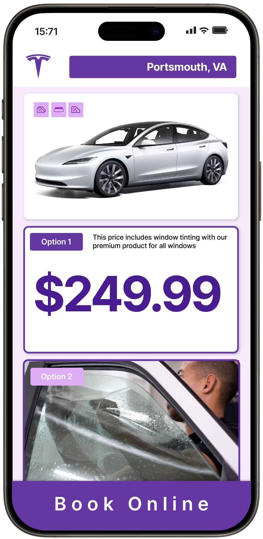 View Affordable Tesla Window Tinting Prices in Portsmouth, Virginia