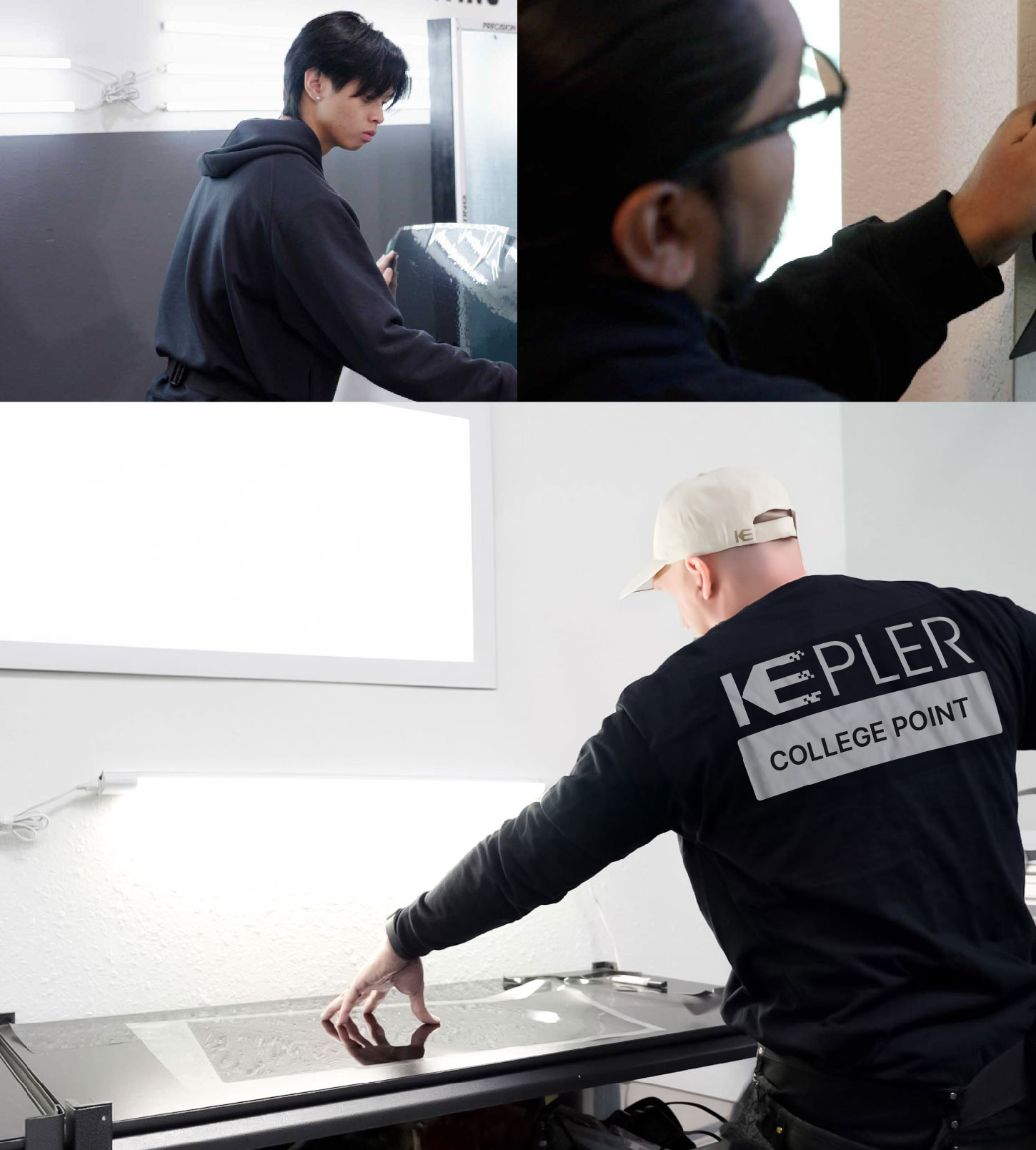 Window Tinting Specialist Cutting Film in College Point, New York