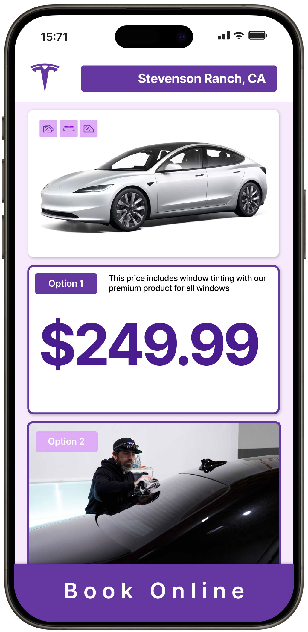 View Competitive Tesla Window Tinting Costs in Stevenson Ranch, California