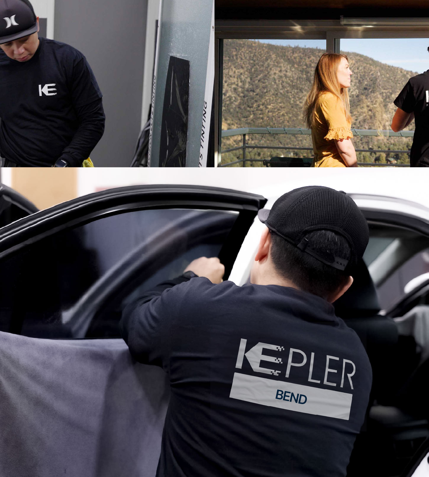 Automotive Window Tinting Expert Applying Film in Bend, Oregon