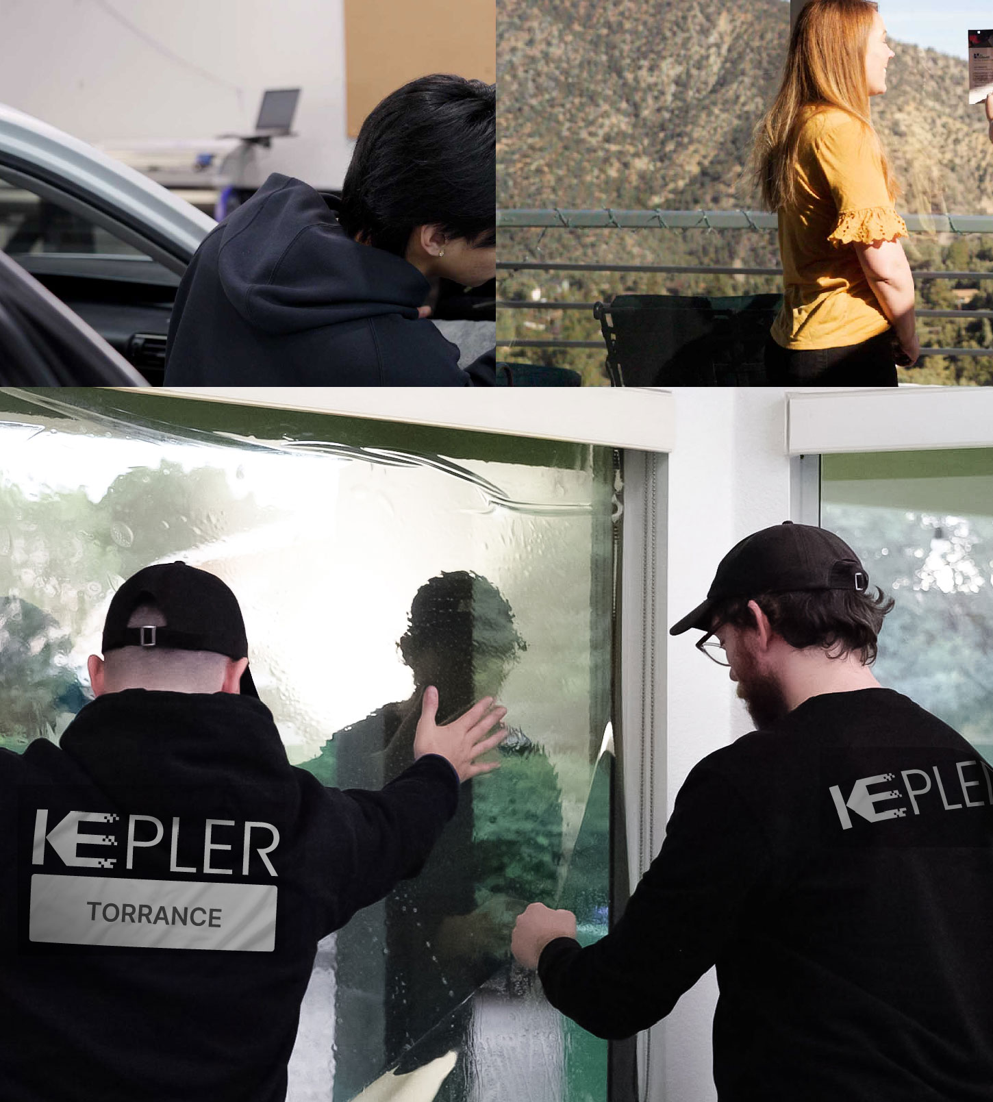 Expert Technician Fitting Advanced Window Tint to Home in Torrance