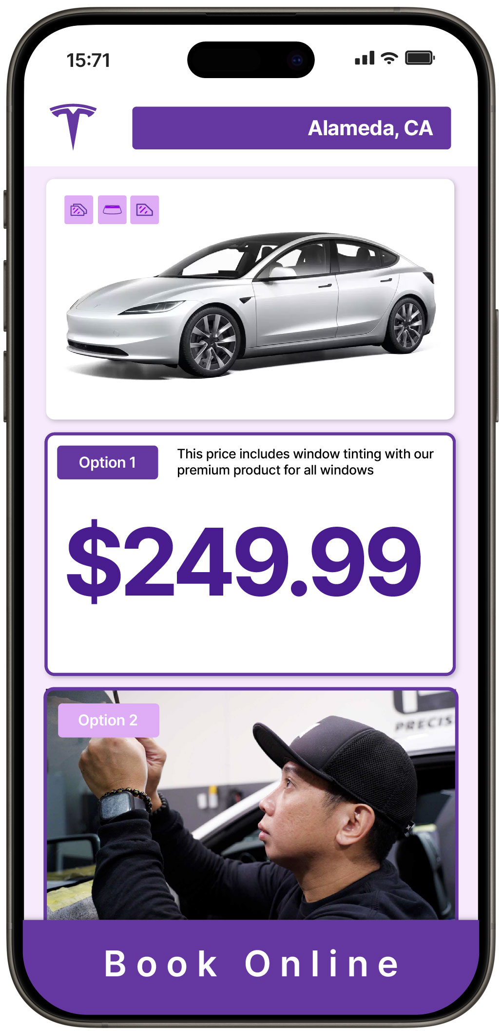 View Competitive Tesla Window Tinting Rates in Alameda, California