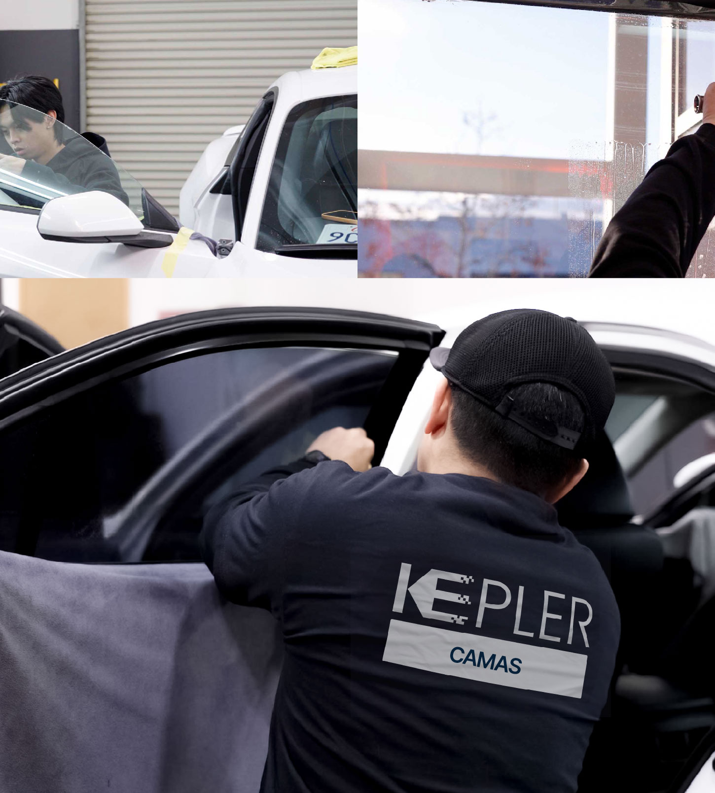 Automotive Window Tinting Expert Applying Film in Camas, Washington