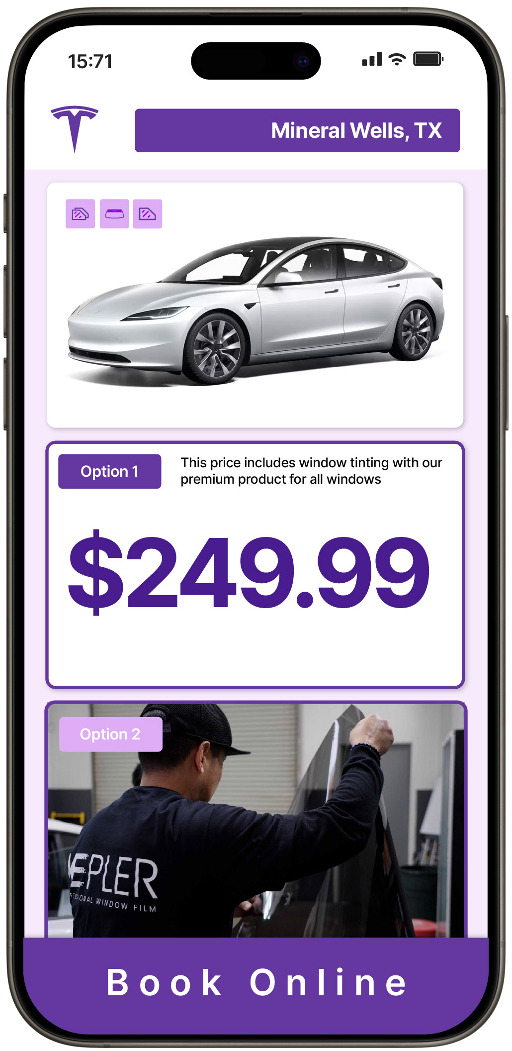 View Affordable Tesla Window Tinting Rates in Mineral Wells, Texas