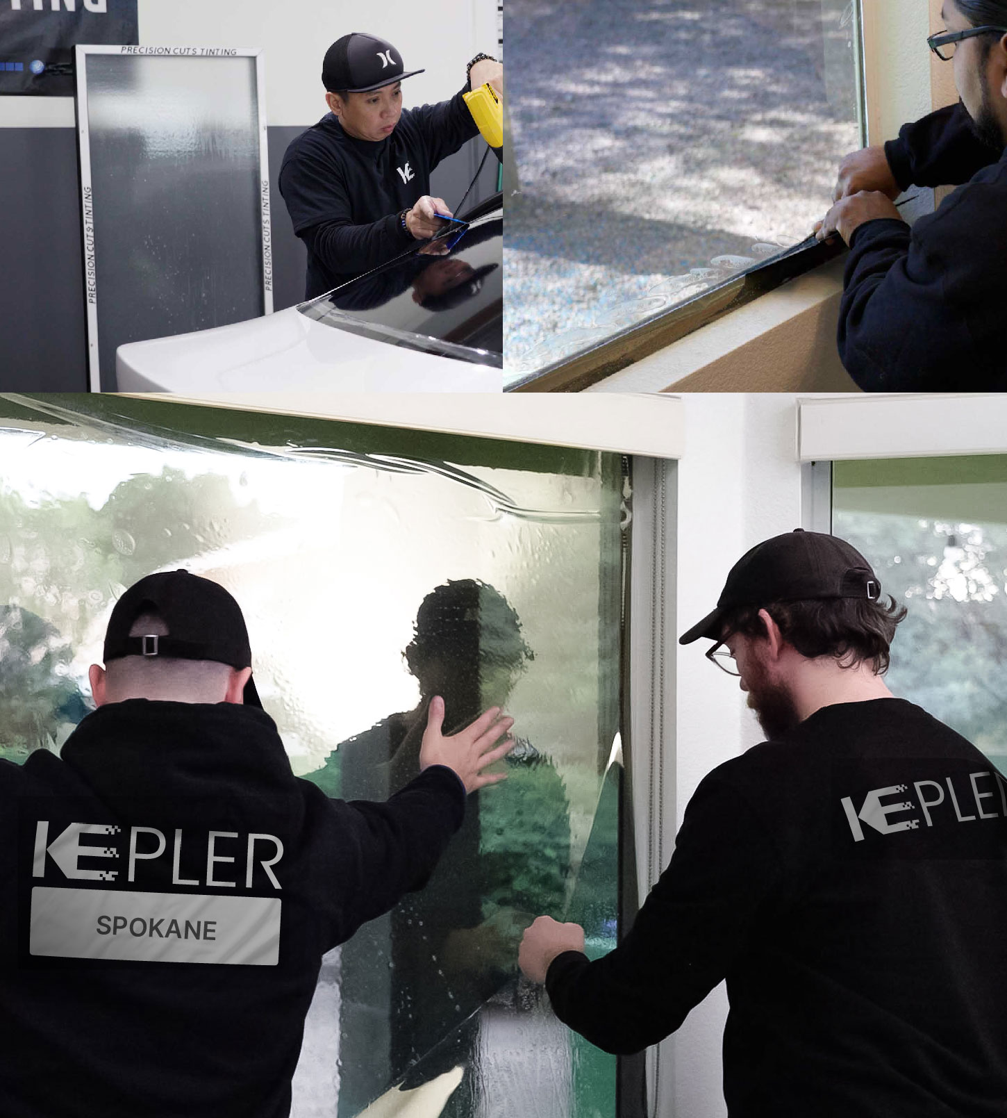 Kepler Technician Installing Advanced Window Tint to Home in Spokane