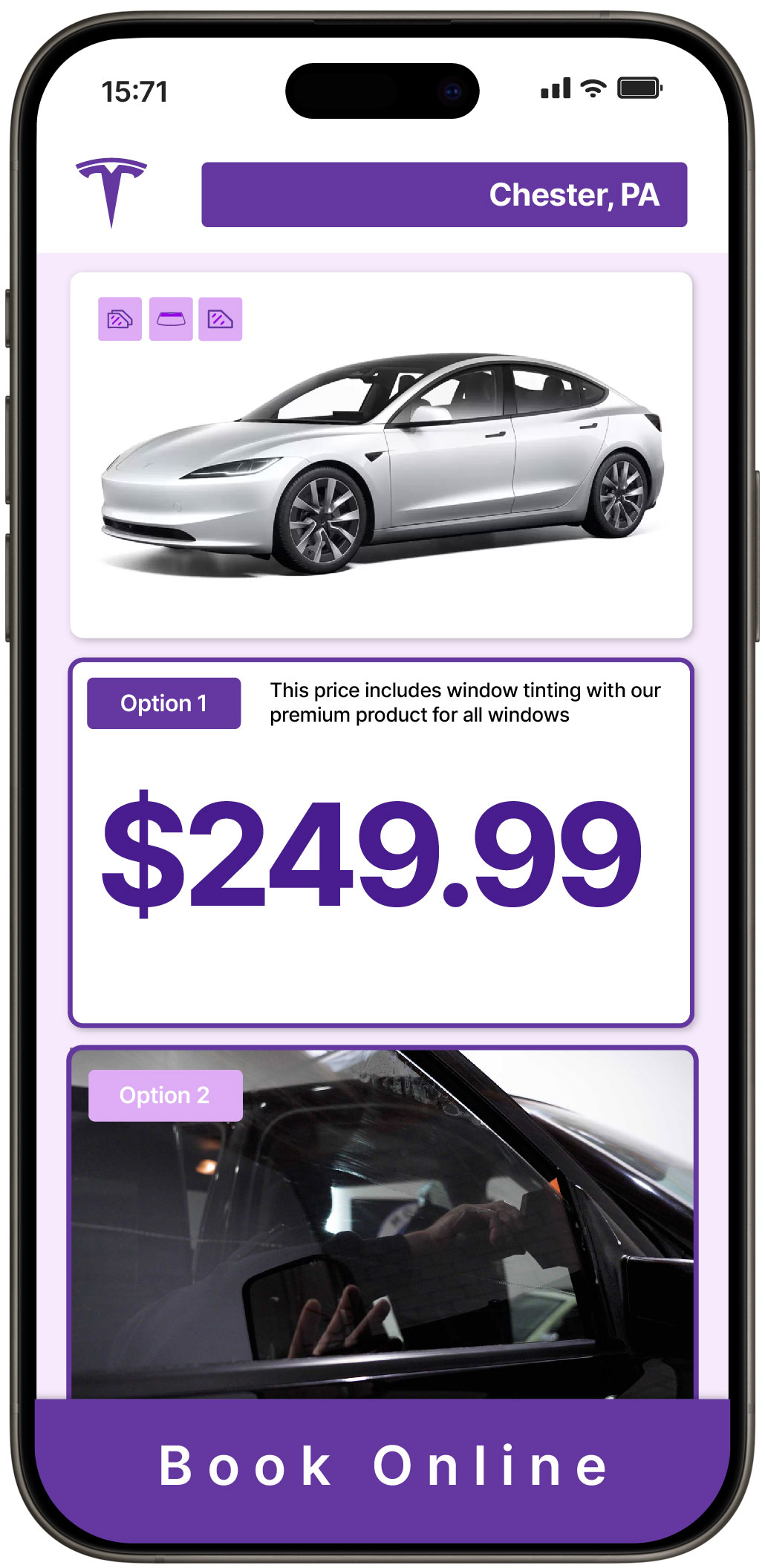 View Affordable Tesla Window Tinting Prices in Chester, Pennsylvania