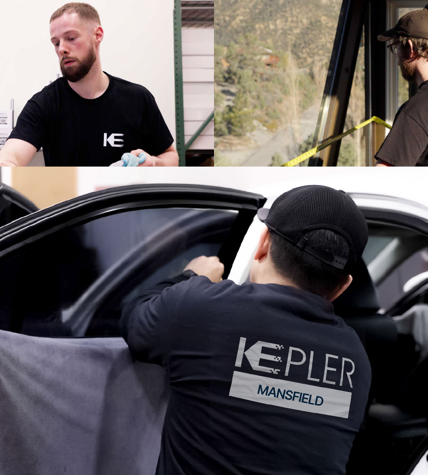 Automotive Window Tinting Expert Applying Film in Mansfield, Texas