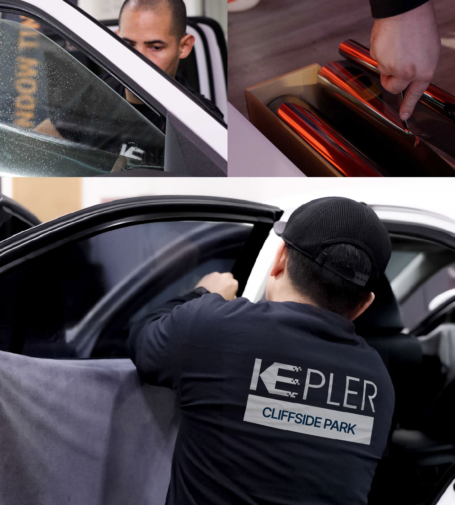 Automotive Window Tinting Expert Applying Film in Cliffside Park, New Jersey