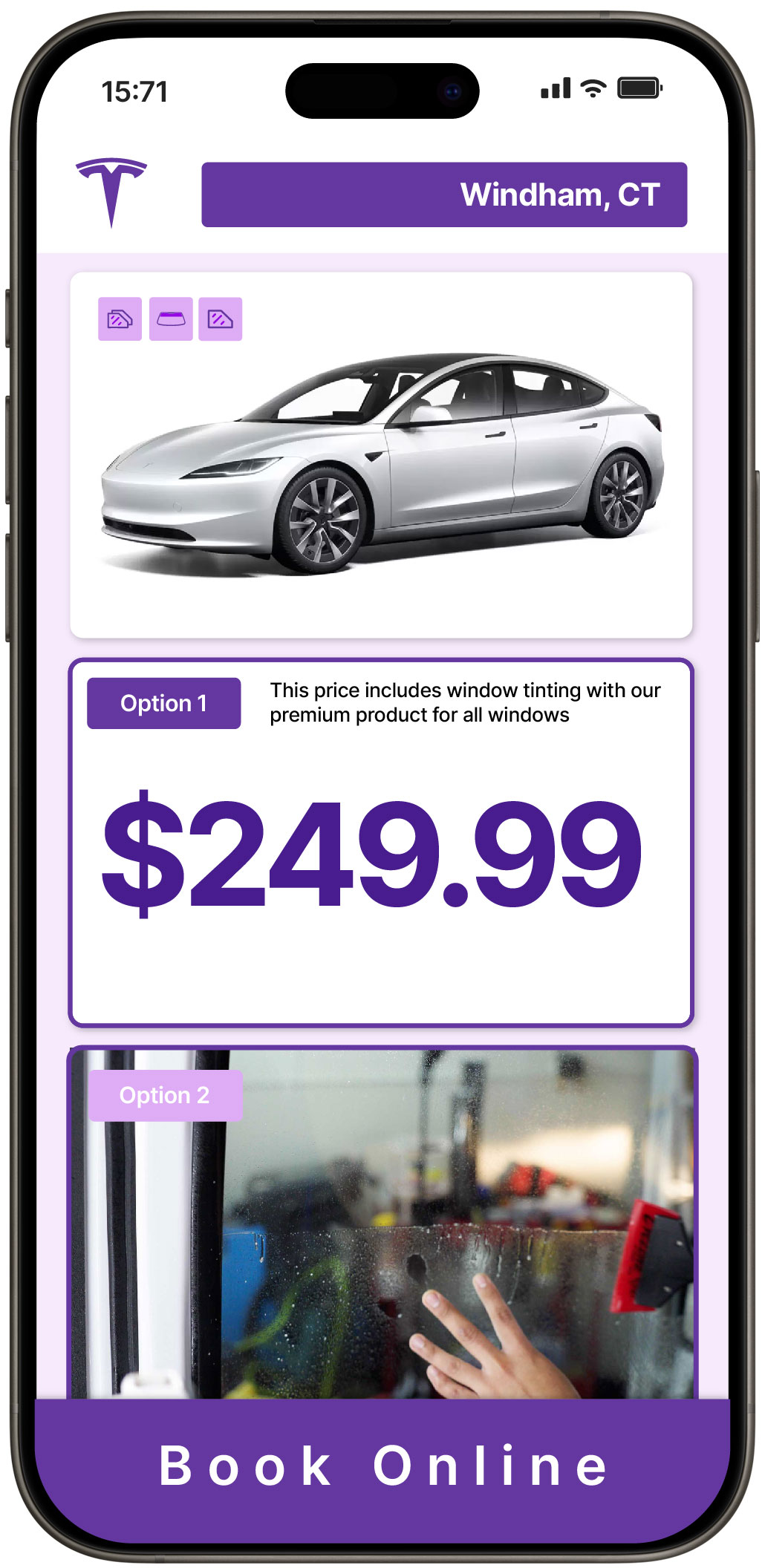 View Reasonable Tesla Window Tinting Rates in Windham, Connecticut