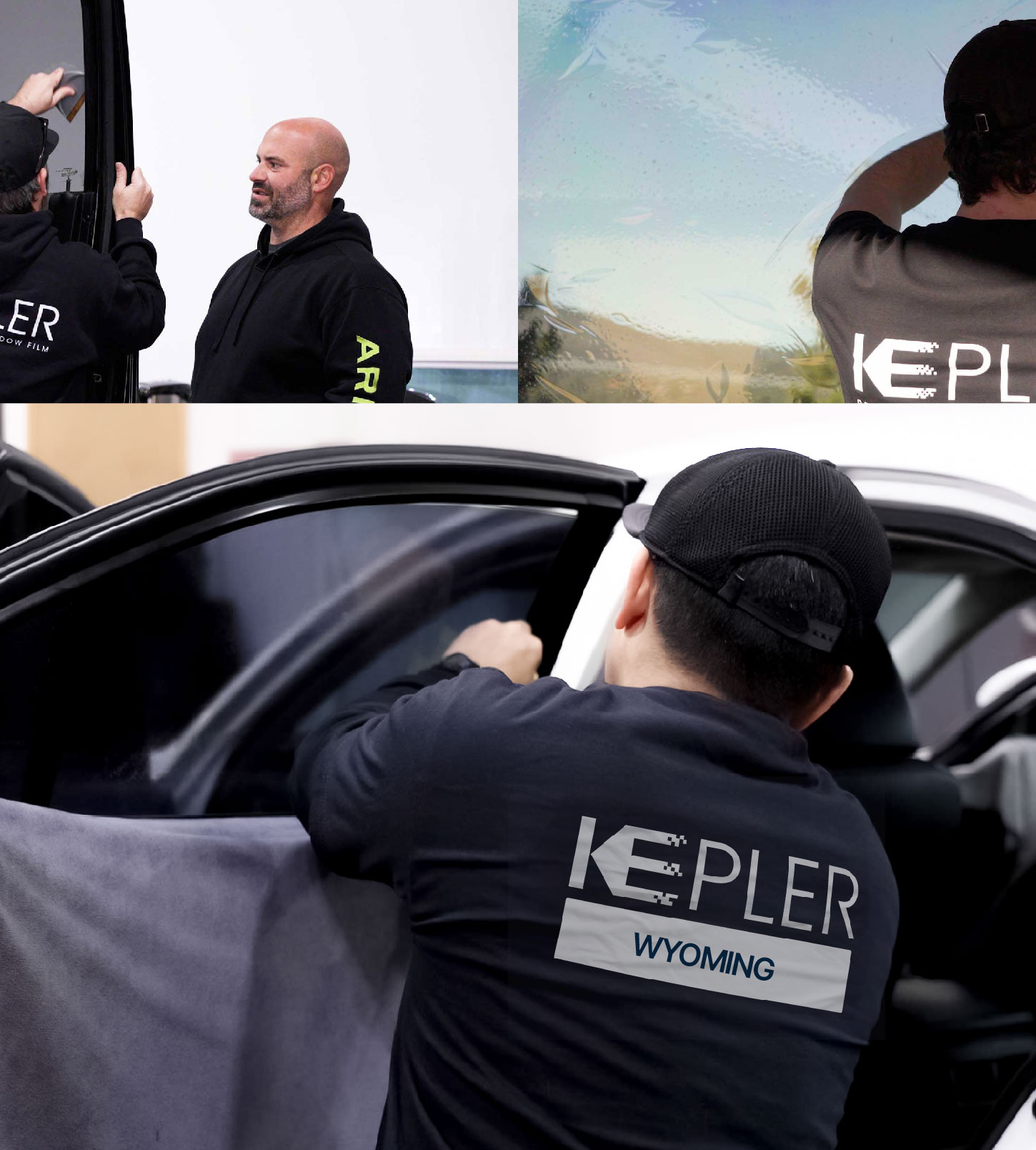 Automotive Window Tinting Expert Applying Film in Wyoming, Michigan