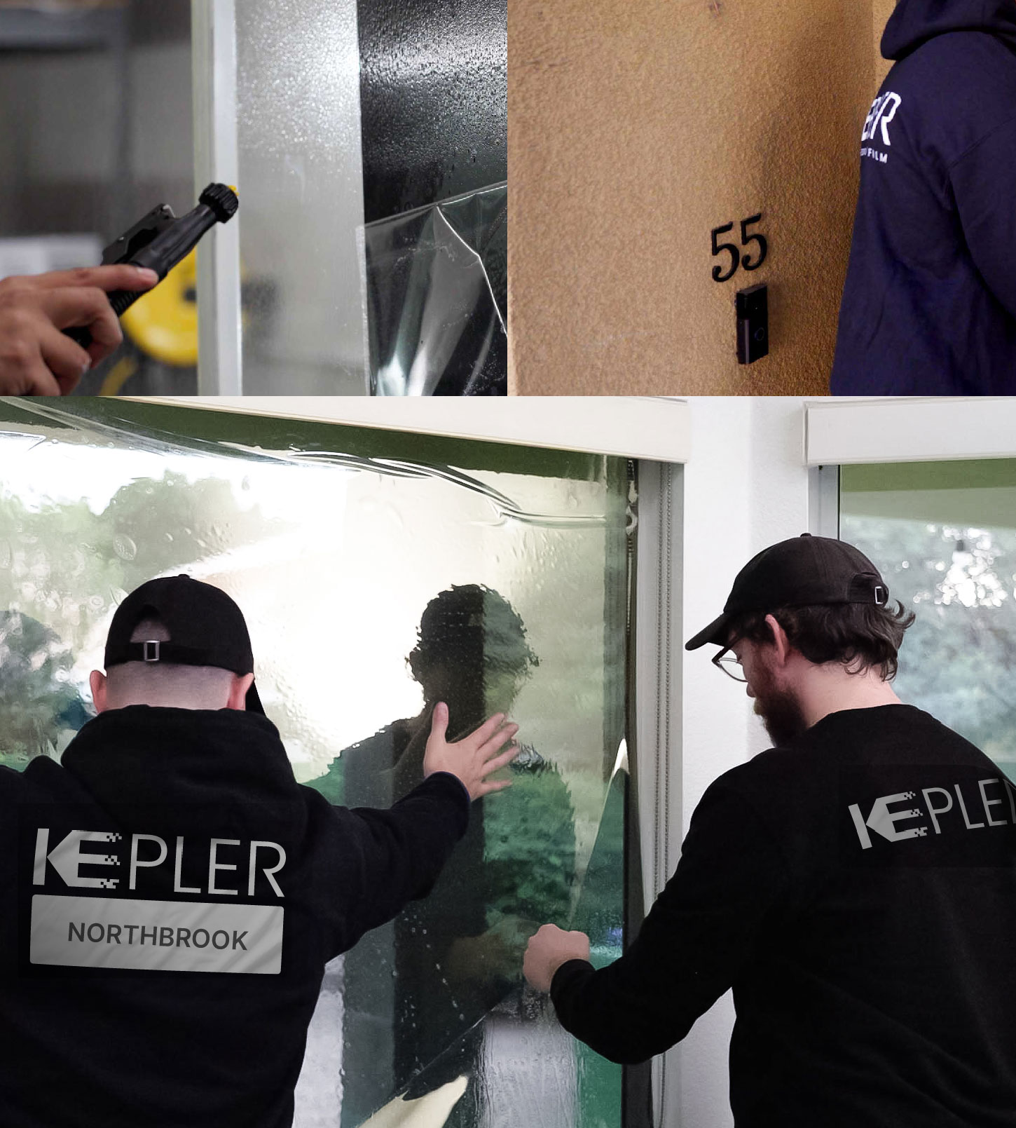 Expert Technician Installing High-tech Window Tint to Home in Northbrook