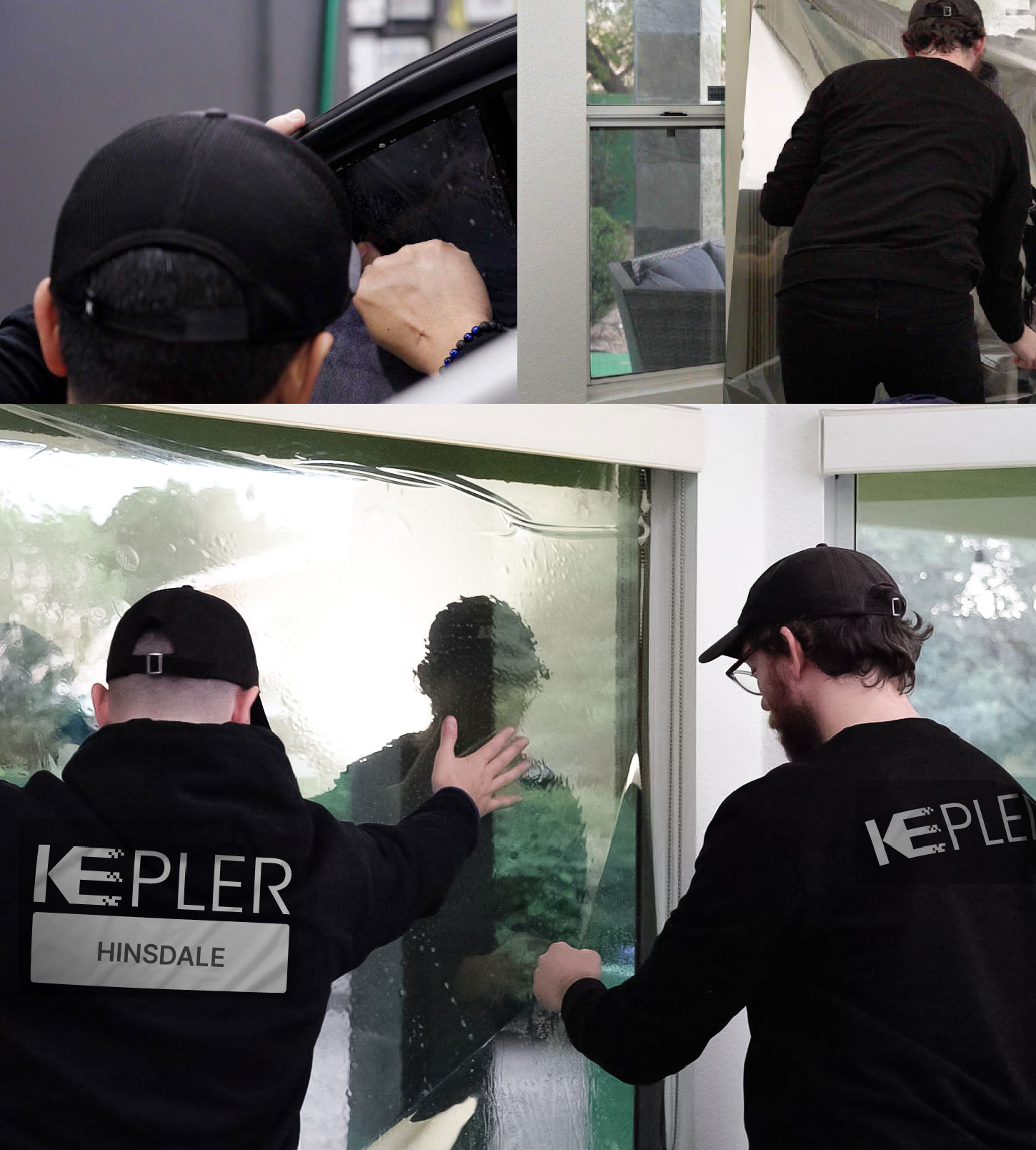 Kepler Technician Fitting Advanced Window Tint to Home in Hinsdale
