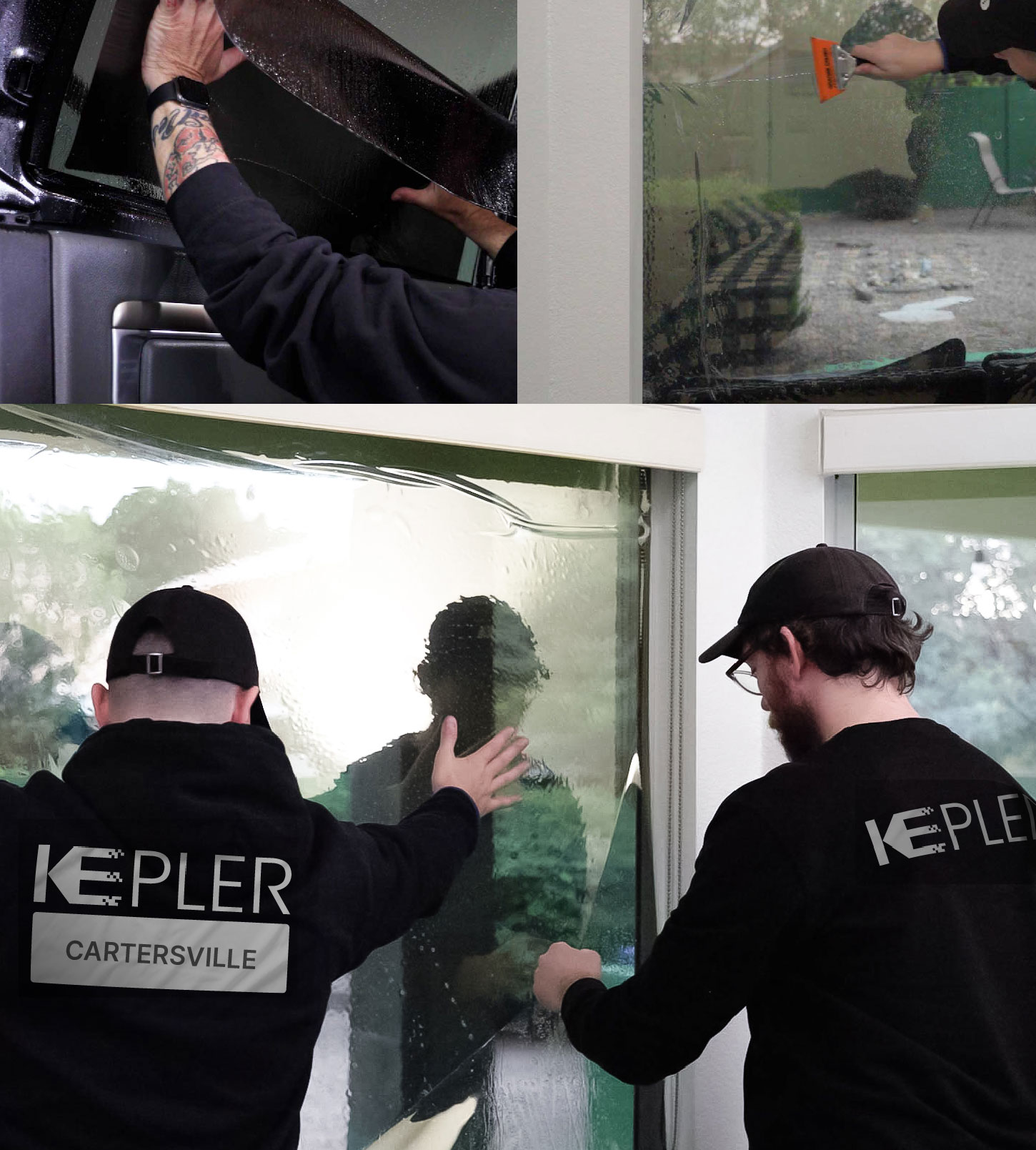 Expert Technician Installing High-tech Window Tint to Home in Cartersville
