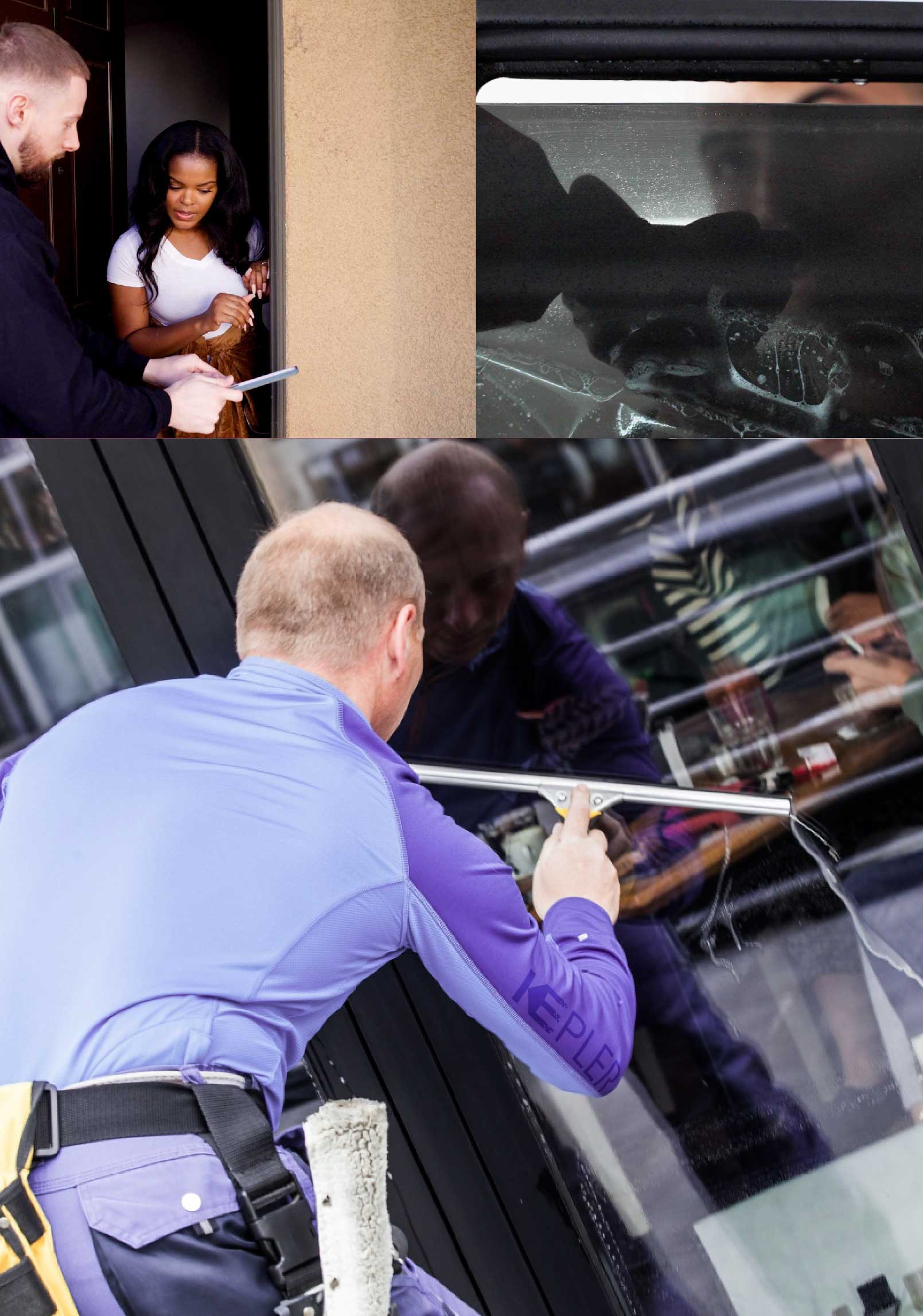 Kepler Skilled Applying Anti-Graffiti Window Film to a Enid Shop Front