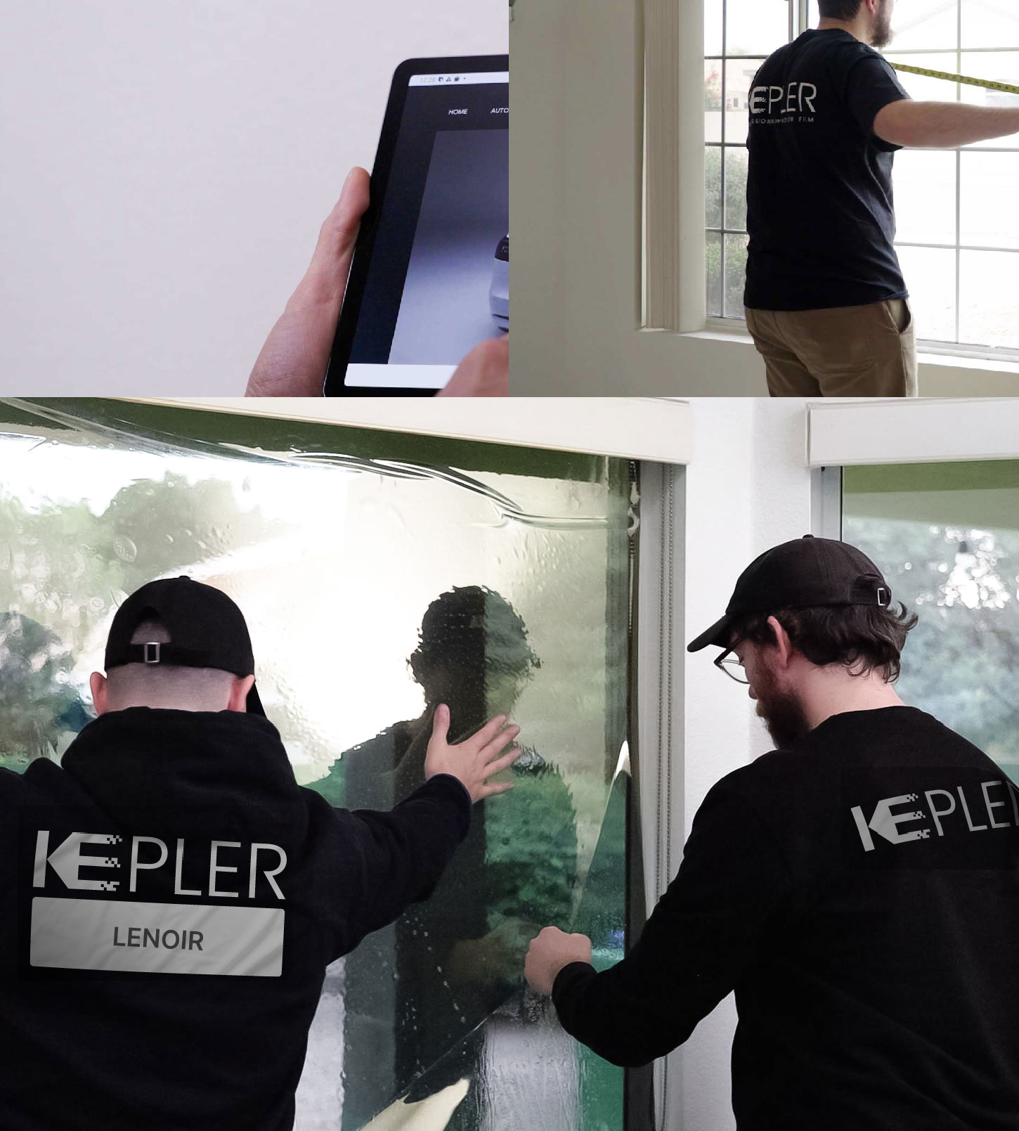 Expert Technician Fitting Advanced Window Tint to Home in Lenoir