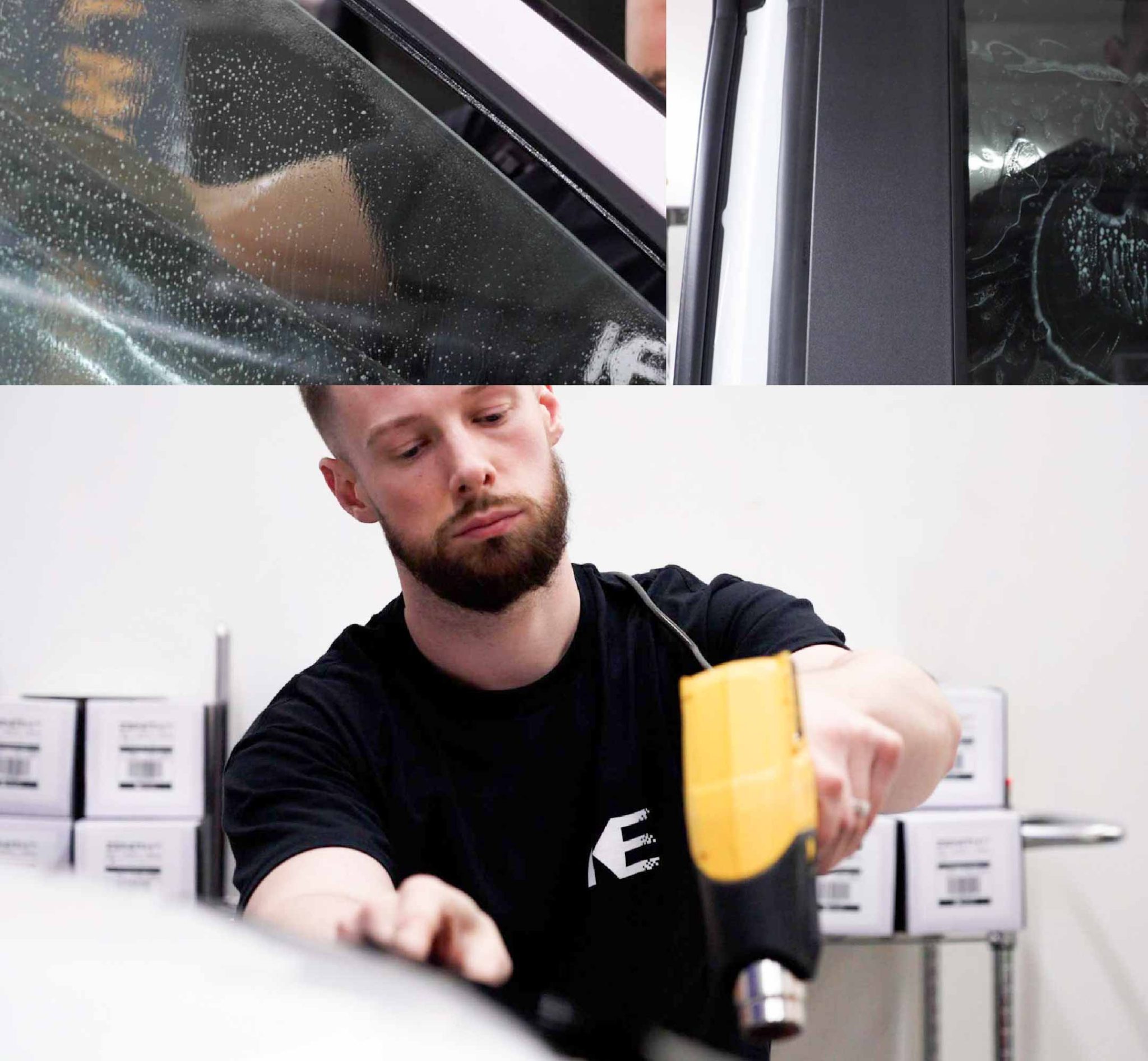 Kepler Technician Fitting Ceramic Window Tint to Tesla in Arkansas