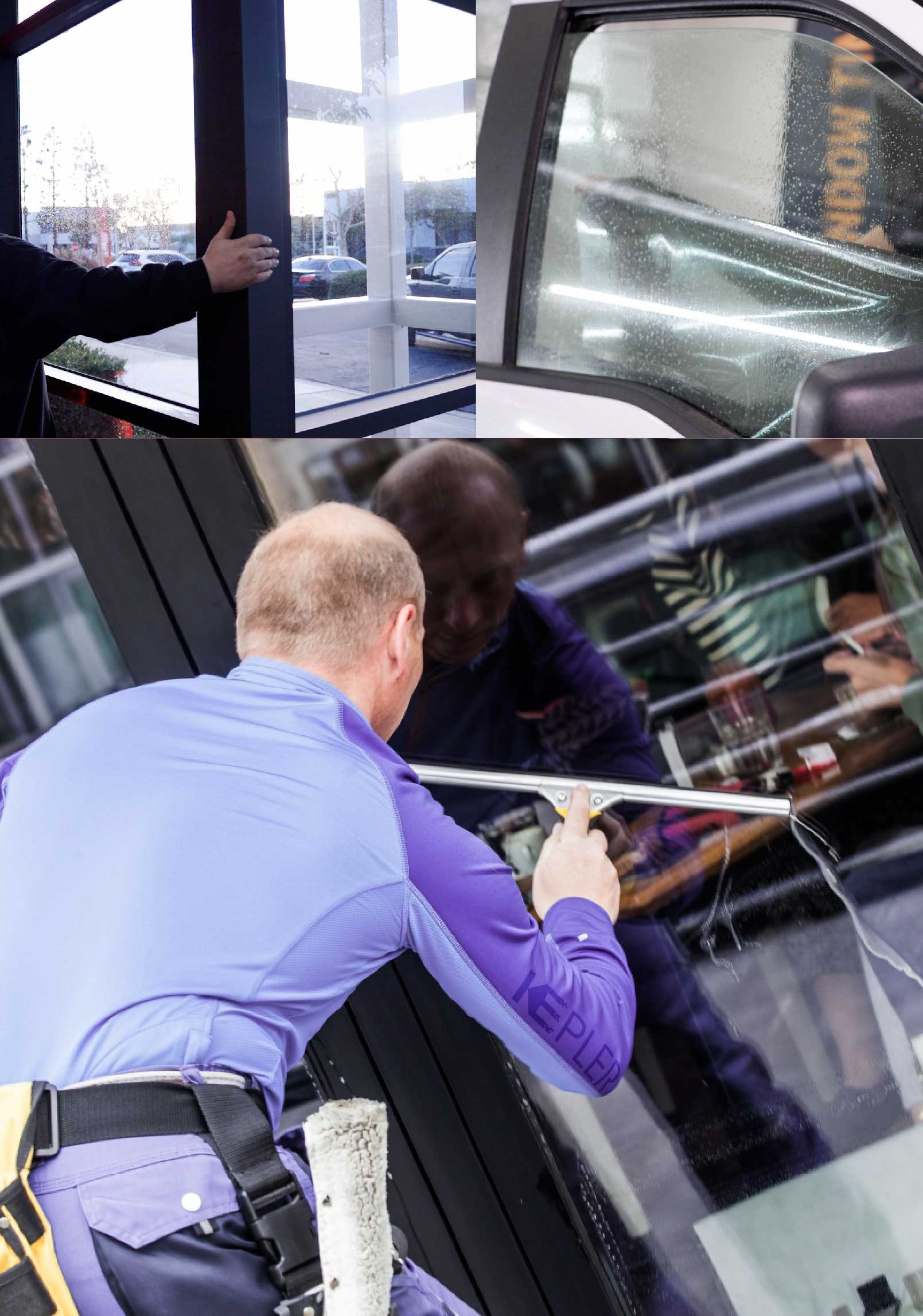Kepler Professional Applying Anti-Graffiti Window Film to a DeLand Shop Front