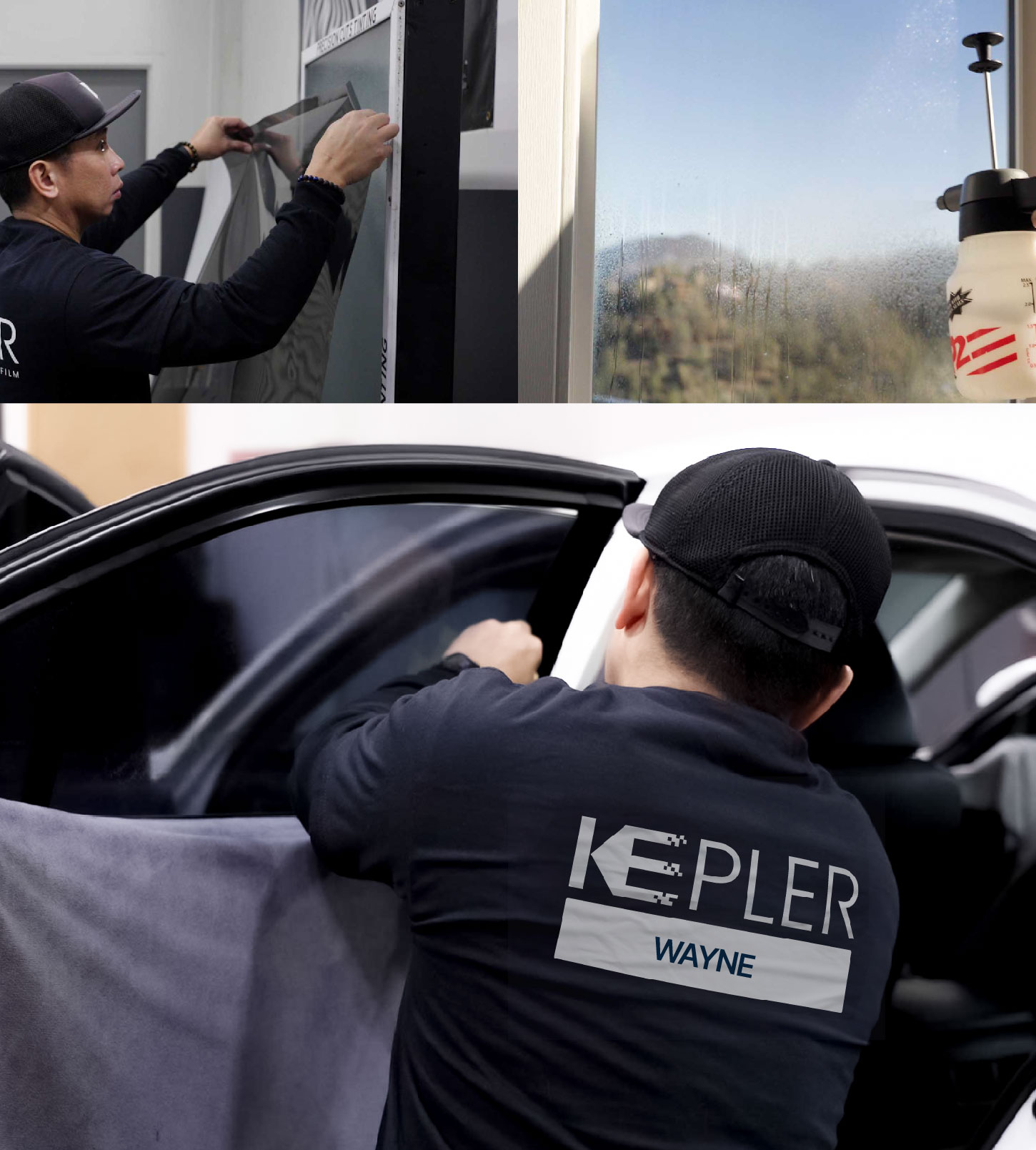 Automotive Window Tinting Expert Applying Film in Wayne, New Jersey