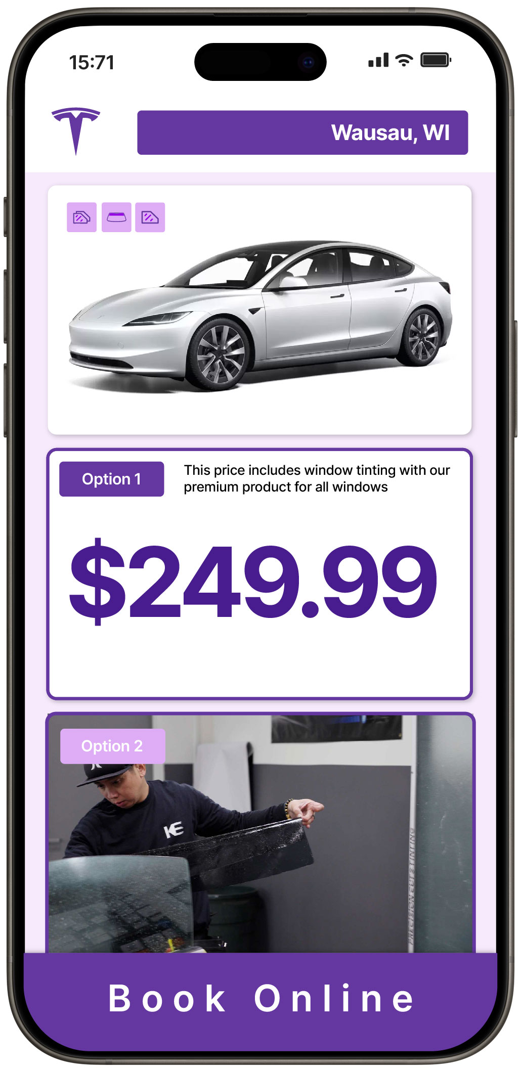 View Reasonable Tesla Window Tinting Costs in Wausau, Wisconsin