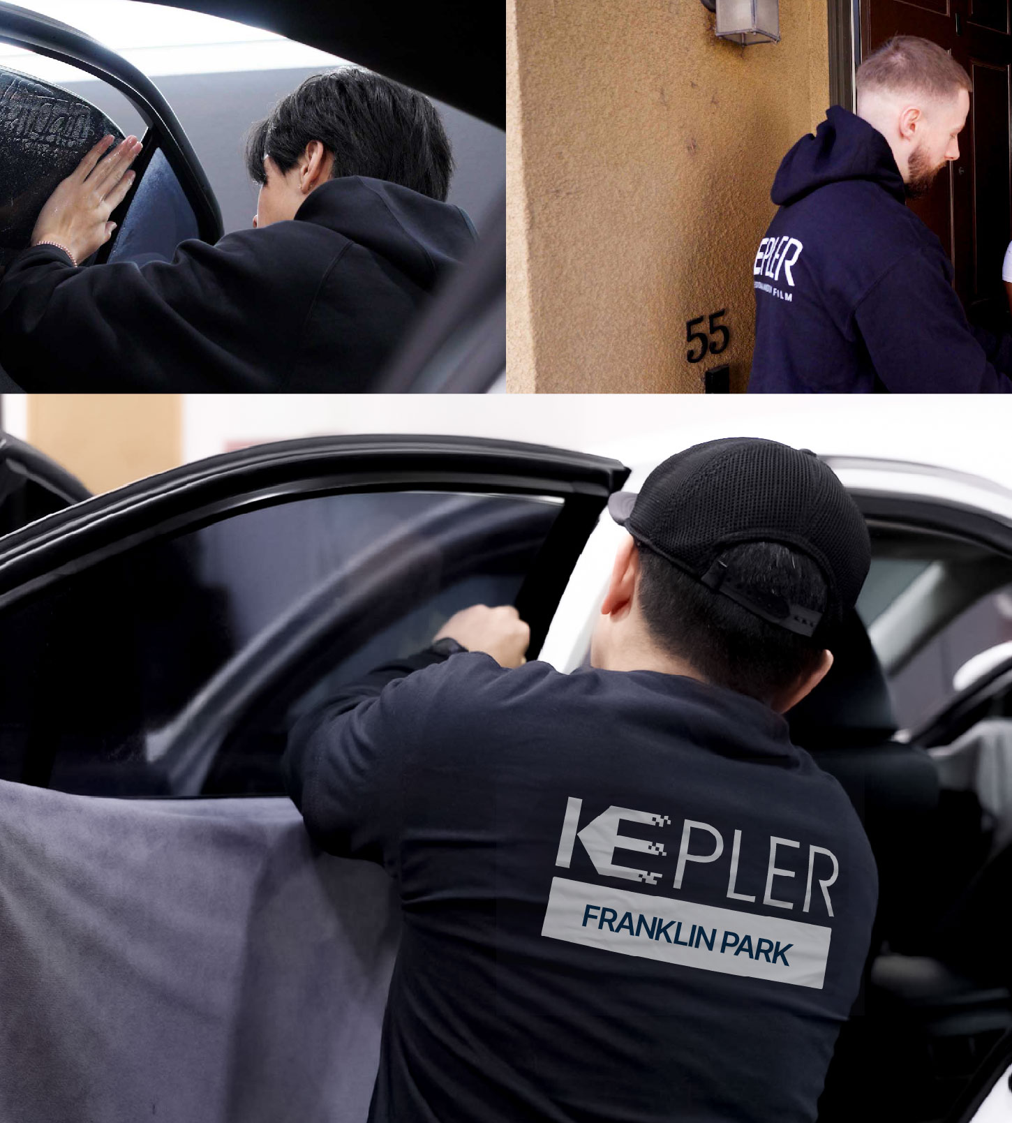 Automotive Window Tinting Expert Applying Film in Franklin Park, Illinois