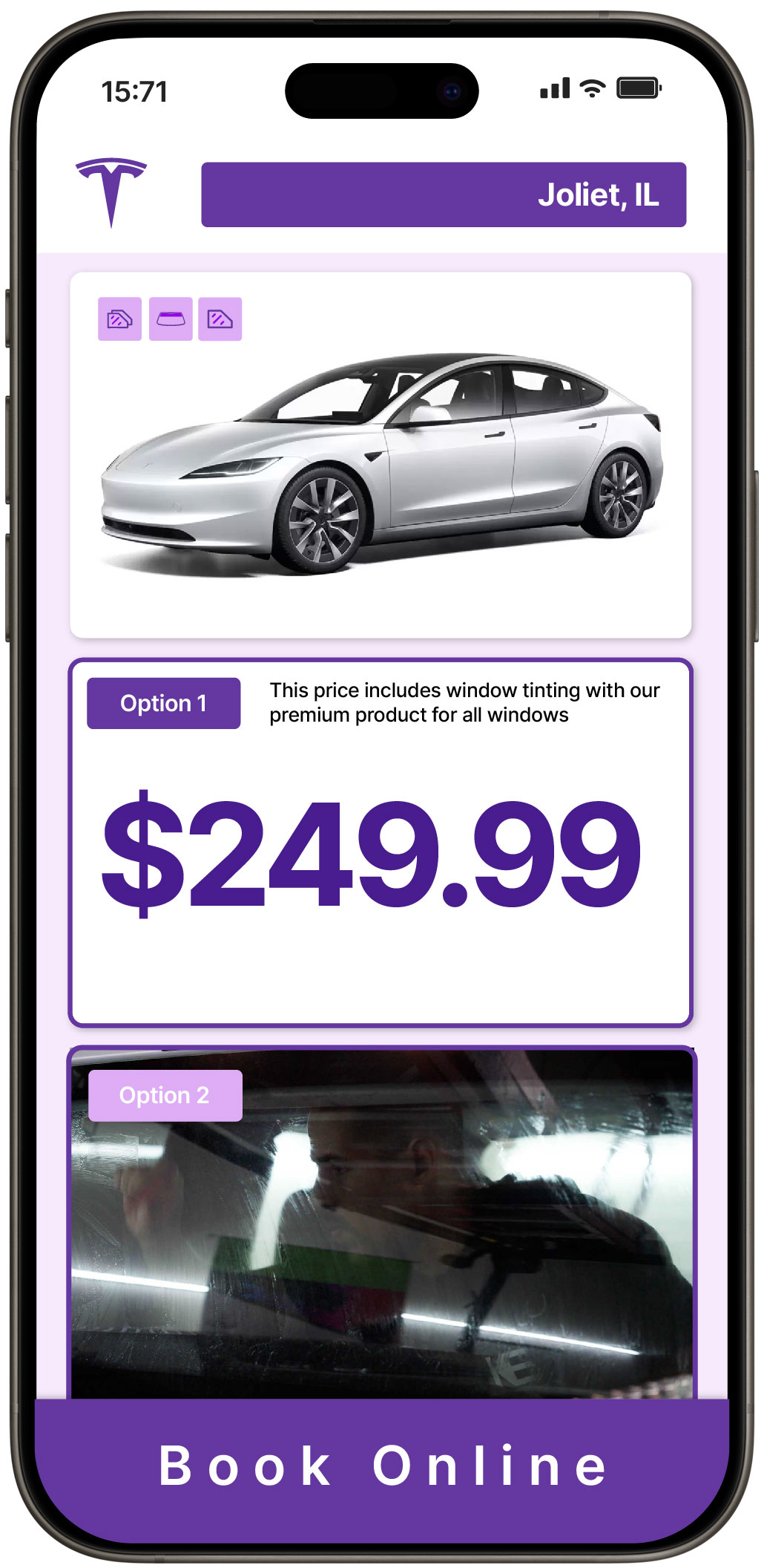 View Reasonable Tesla Window Tinting Rates in Joliet, Illinois