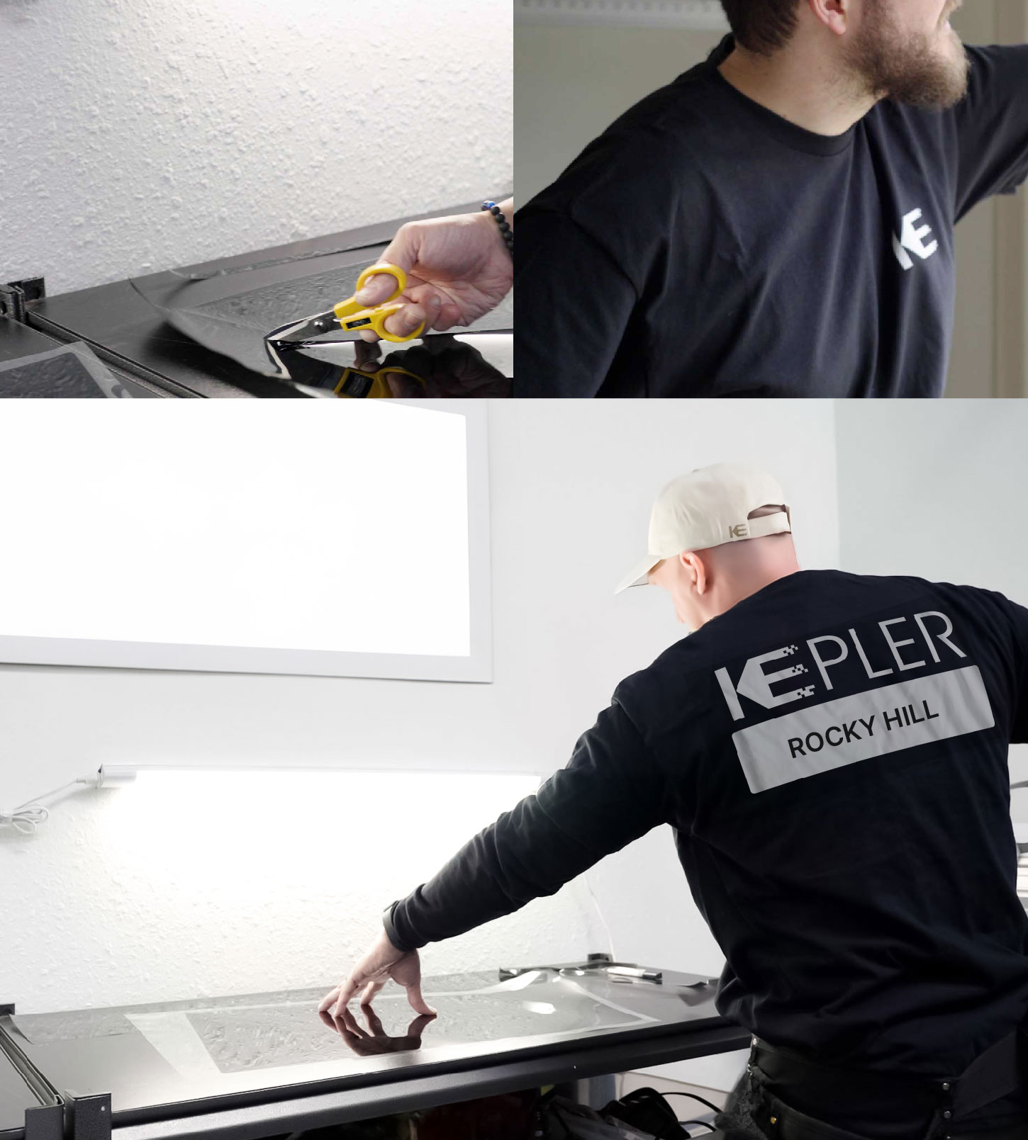 Window Tinting Specialist Cutting Film in Rocky Hill, Connecticut