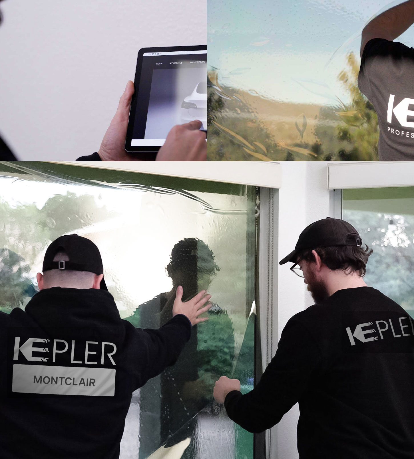 Kepler Technician Installing Ceramic Window Tint to Home in Montclair