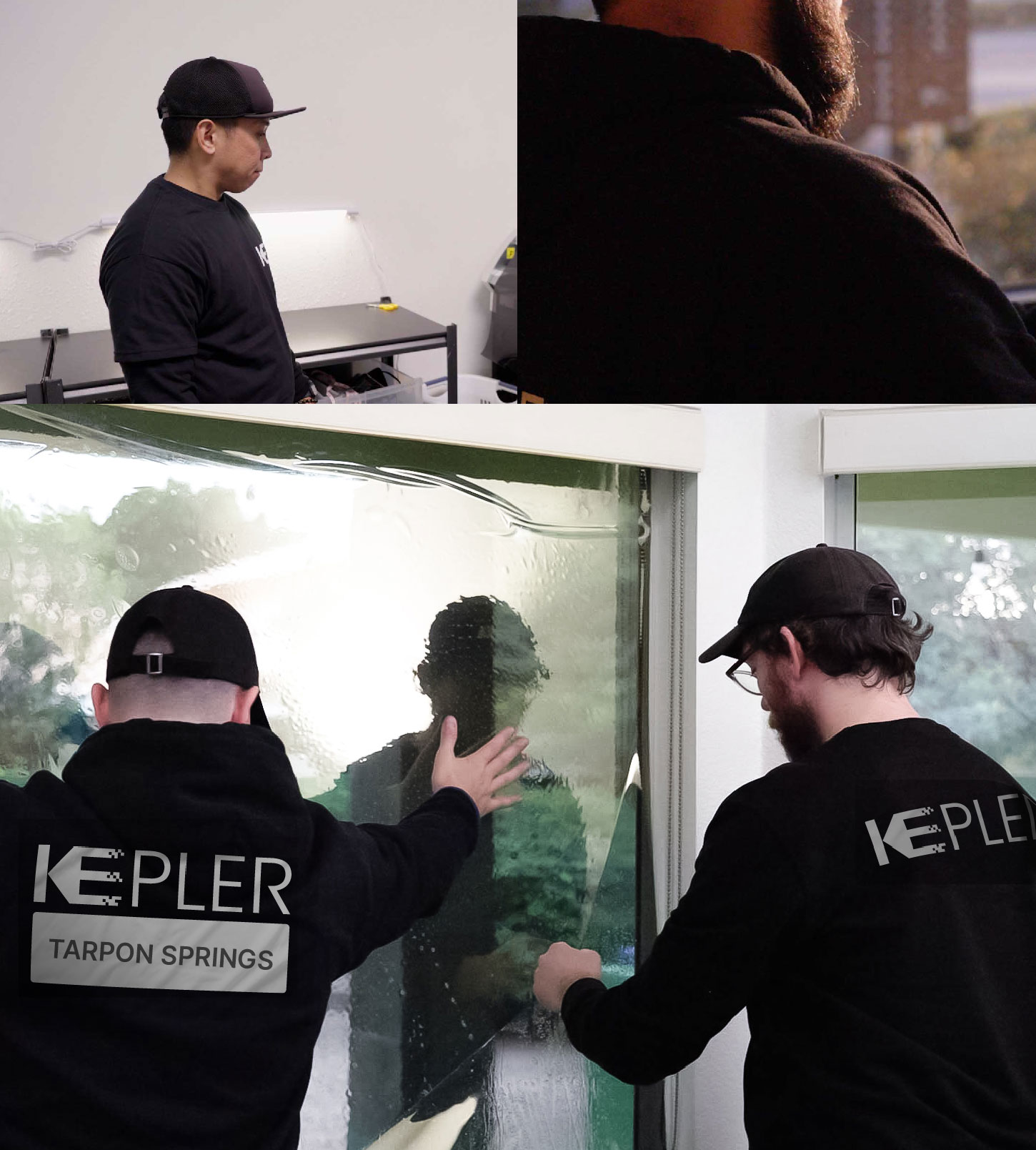 Kepler Technician Installing High-tech Window Tint to Home in Tarpon Springs