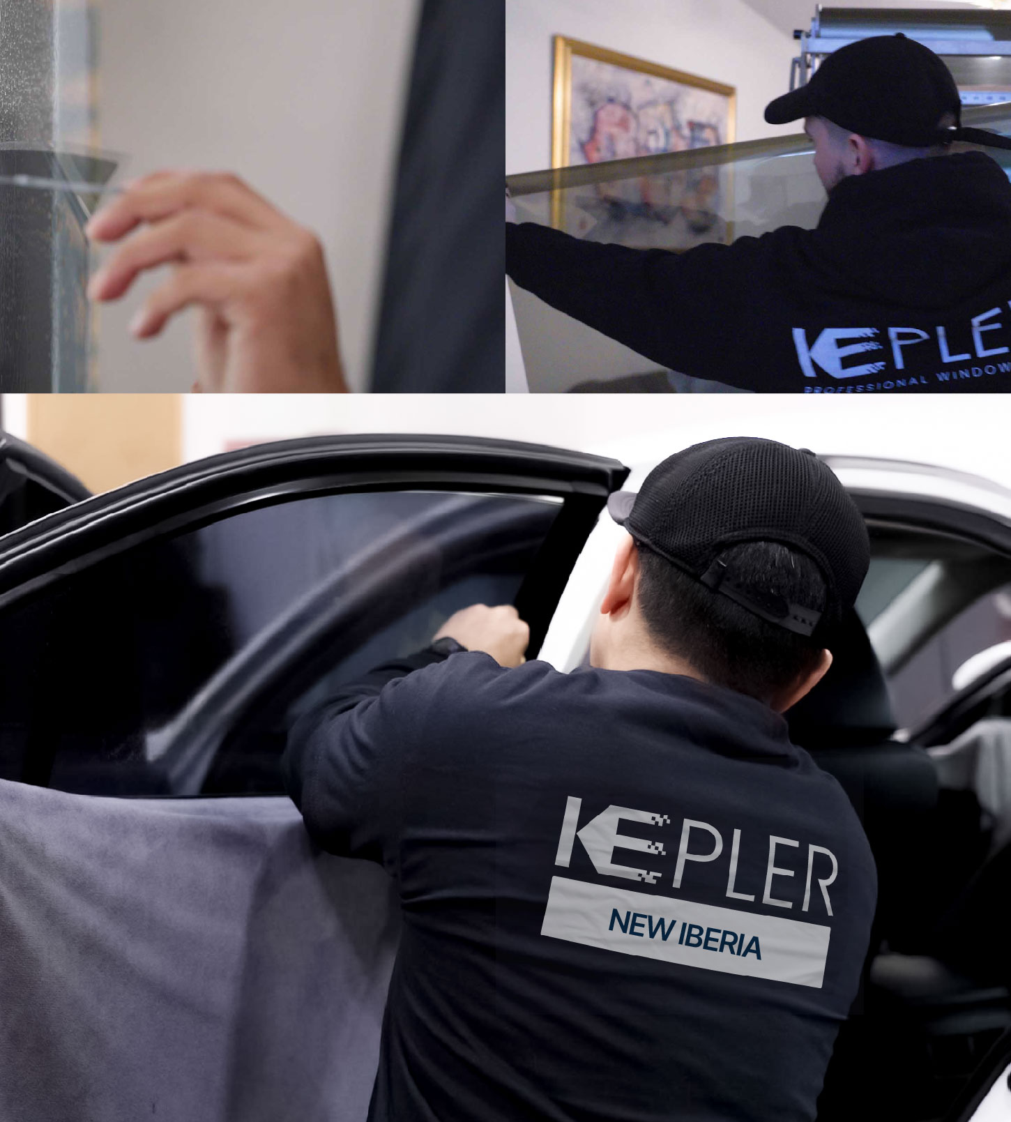 Automotive Window Tinting Expert Applying Film in New Iberia, Louisiana