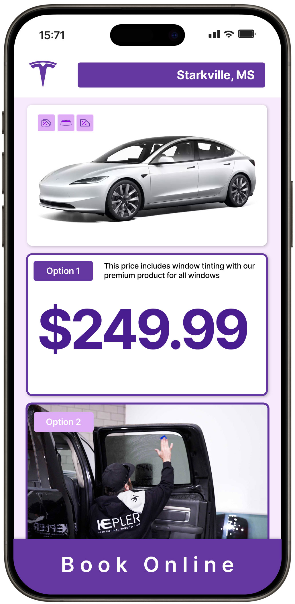 View Reasonable Tesla Window Tinting Prices in Starkville, Mississippi