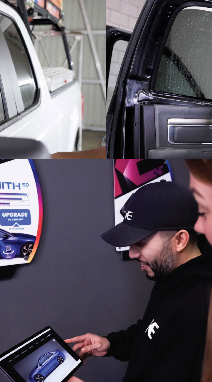 Kepler Dealer Showing Car Window Film Options to Customer in New Bern, North Carolina