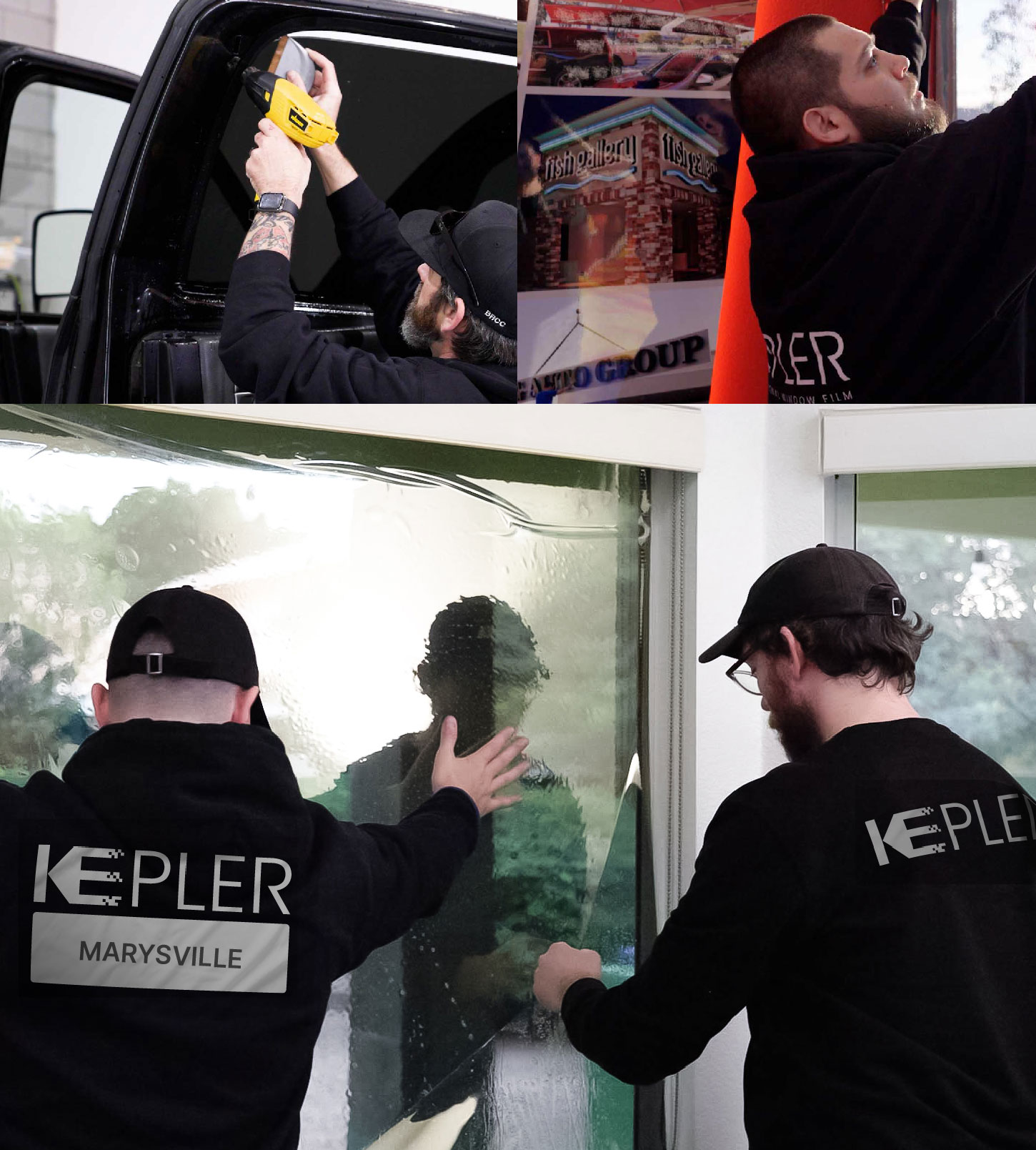 Kepler Technician Installing Ceramic Window Tint to Home in Marysville