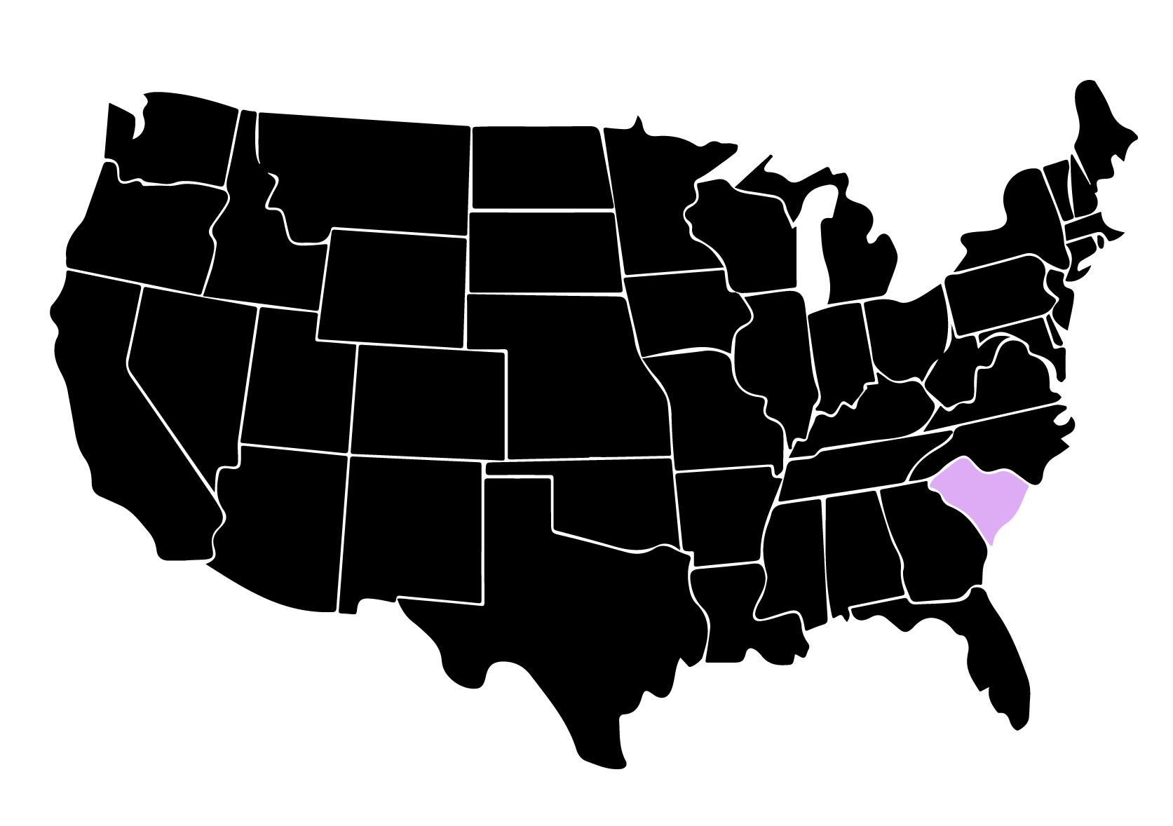 Map Showing Location of Kepler Window Tinters in Florence, South Carolina with Purple Area on the State